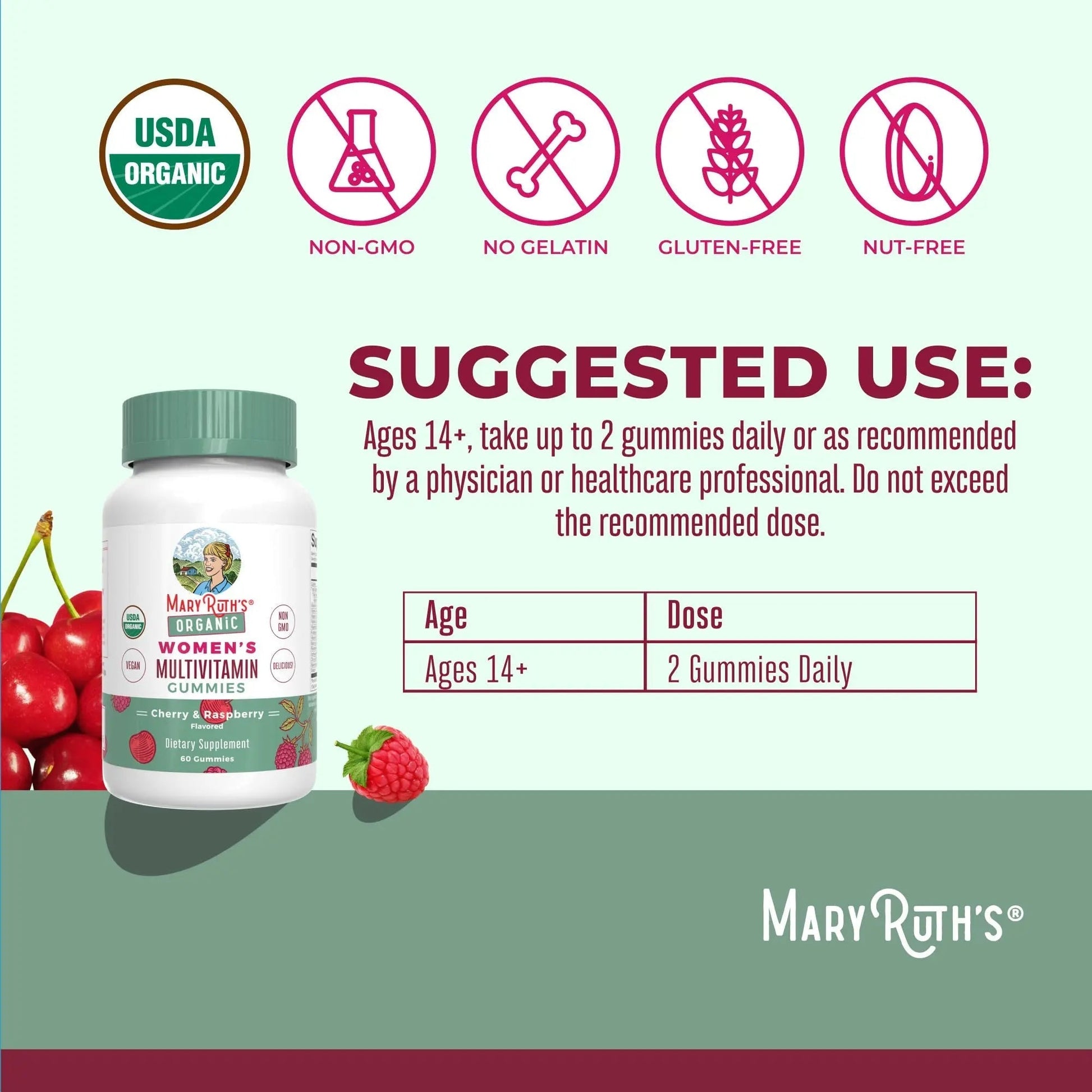MaryRuth's Multivitamin Gummies for Women (Cherry & Raspberry) & Iron Liquid Supplement (Berry) | Clean Label Project Verified MARYRUTH'S buy supplements canada
