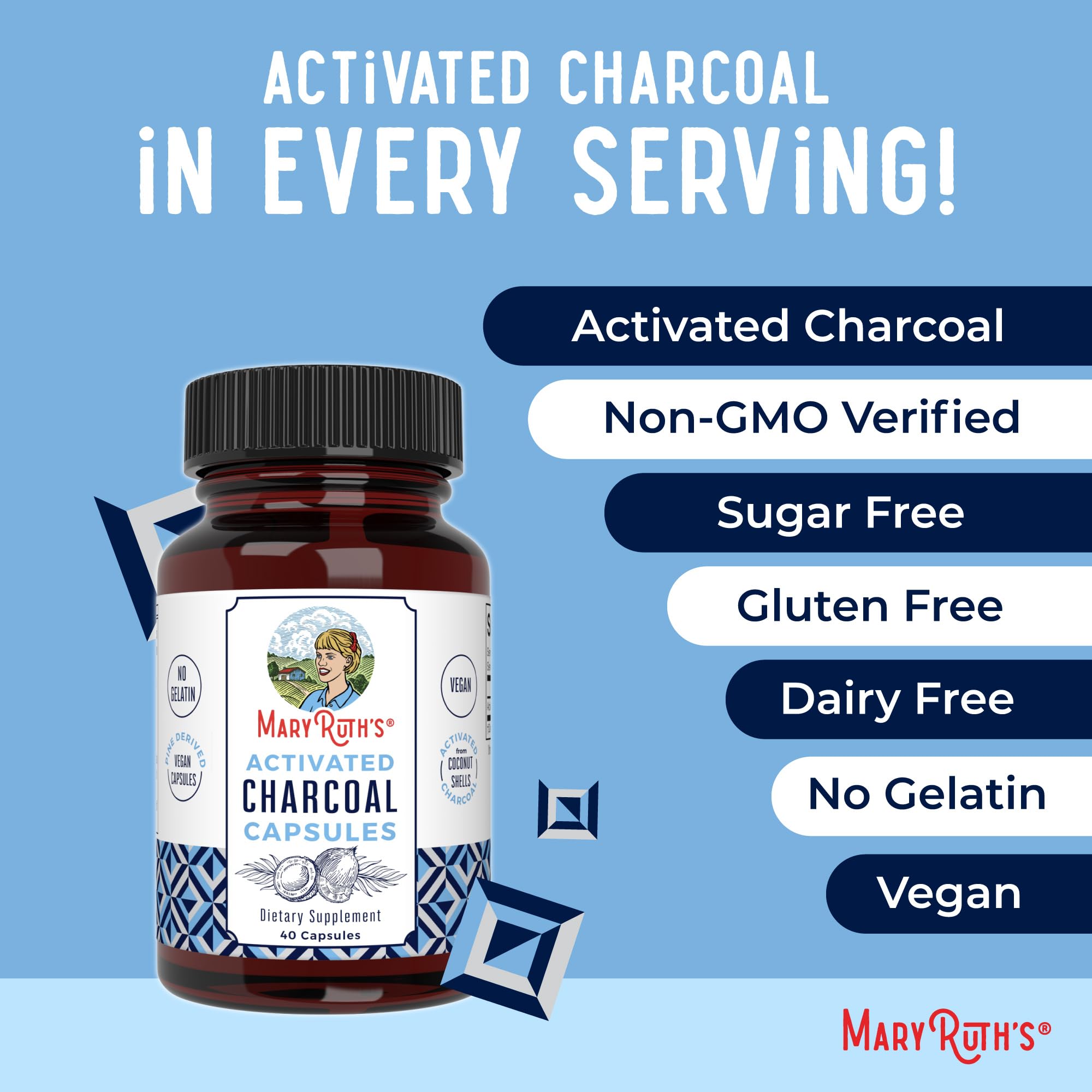 MaryRuth Organics Activated Charcoal Capsules | Substance Adsorption | Derived from Coconut Shells | Vegan Capsules from Pine Trees | Non-GMO | Gluten Free | 40 Count MARYRUTH'S buy supplements canada