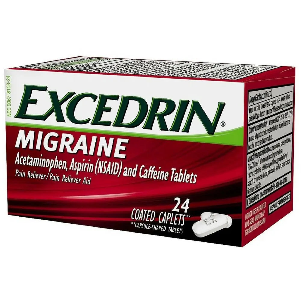 Excedrin Migraine Relief Caplets for Migraine Symptoms, Acetaminophen 250mg, Aspirin 250mg, Caffeine 65mg, Pain Reliever, 24 Count Excedrin buy supplements canada