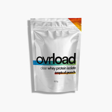 Overload Clear Whey Isolate Protein Powder - Tropical Punch - 500g - 20 Servings - Refreshing ovrload buy supplements canada