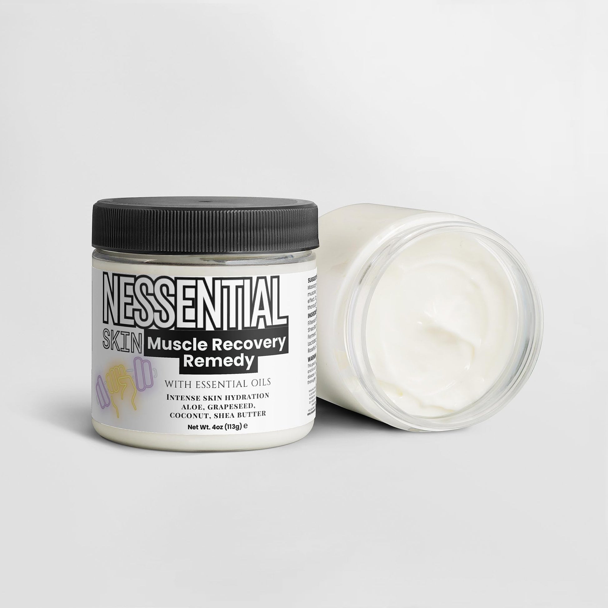 Nessential Skin Muscle Recovery Remedy with Essential Oils, Intense Hydration Cream, Natural Ingredients, Aloe, Grapeseed, Coconut, Shea Butter, 4 oz Nessential Skin buy supplements canada