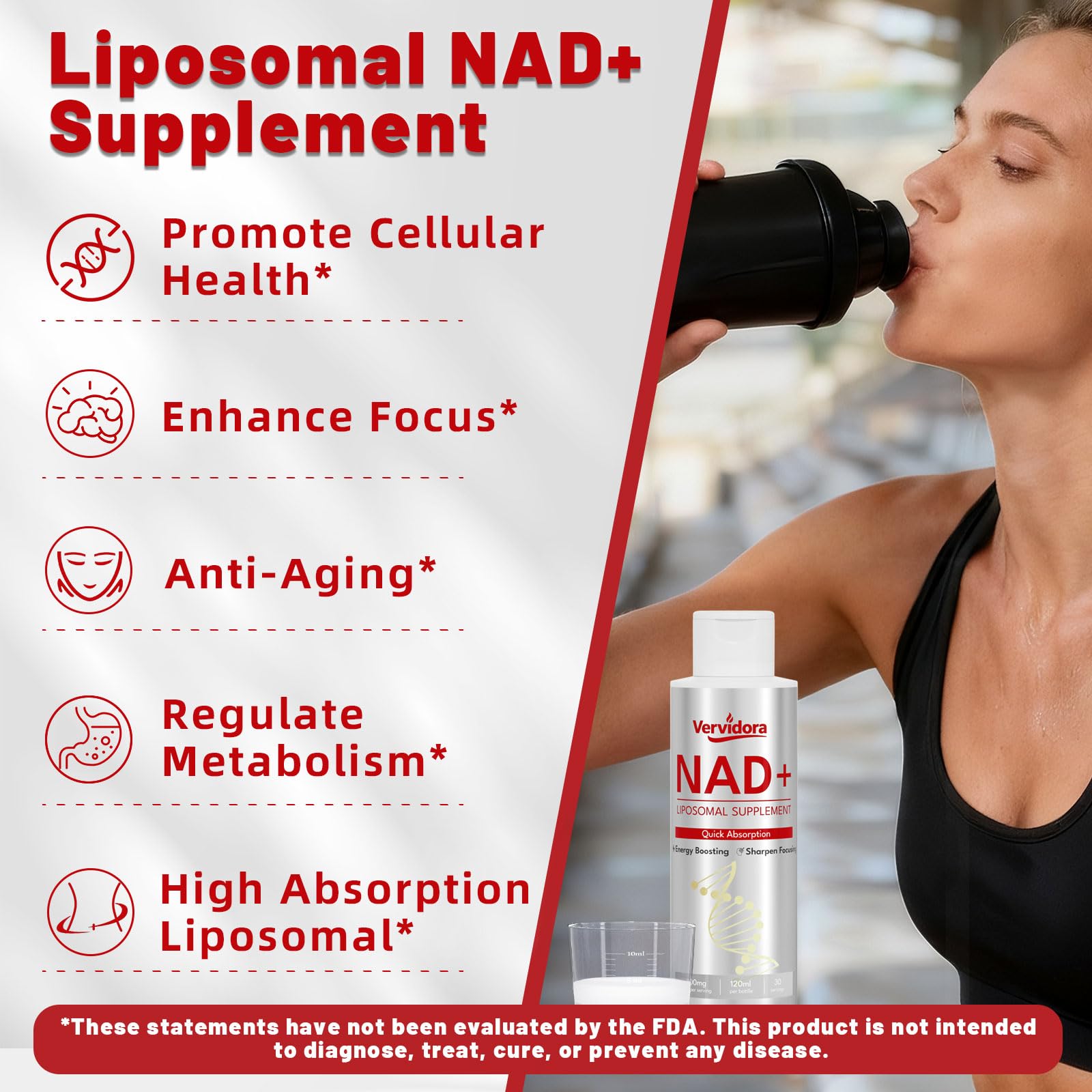 Vervidora Liposomal NAD+ Supplement, NAD+ Liquid Supplement with High Absorption for Anti-Aging, Cellular Health, Enhance Focus, Energy&Metabolism Support, Liposomal NAD+ Supplements for Women& Men Vervidora buy supplements canada