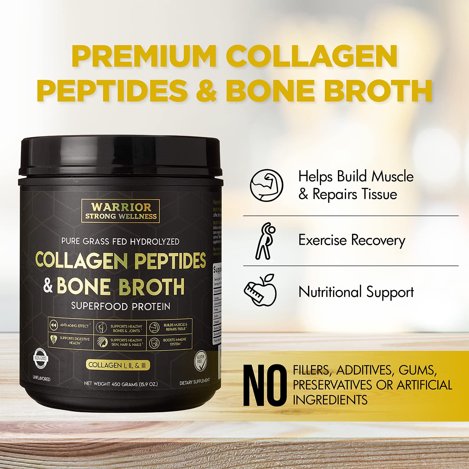 Warrior Strong Wellness Premium Collagen Peptides Bone Broth: Grass Fed Hydrolyzed Warrior Strong Wellness buy supplements canada