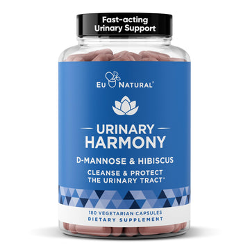 Eu Natural Urinary Harmony D-Mannose Supplement - Urinary Tract Health for Women - Fast-Acting Urinary Cleanse & Flush with Clinical-Strength D-Mannose & Hibiscus - 180 Capsules Eu Natural buy supplements canada