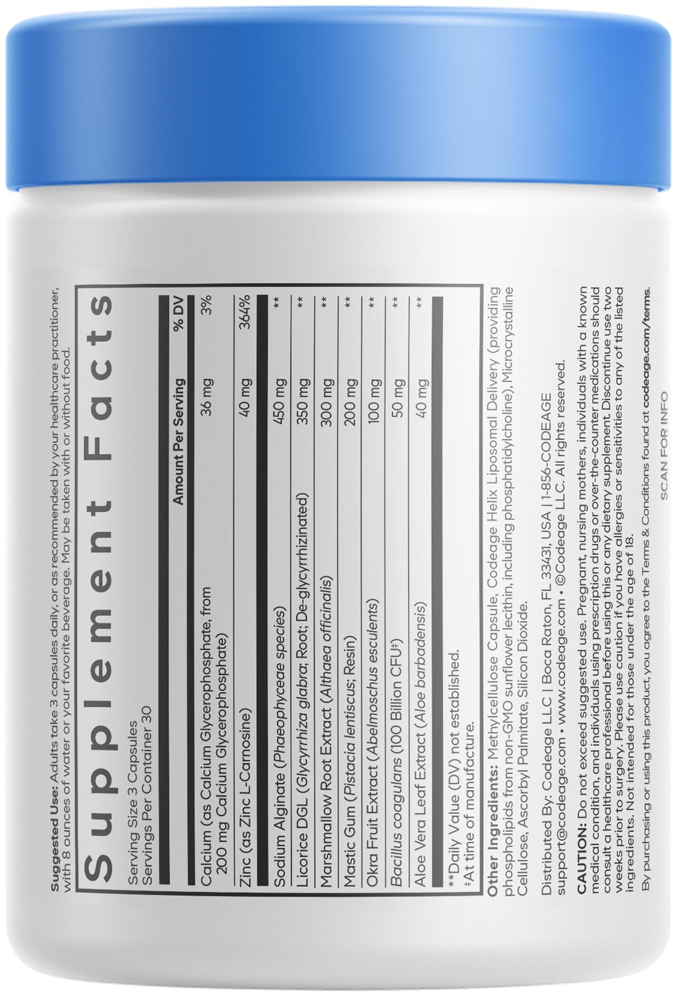 Codeage Acid Defense+ Supplement - Marshmallow Root, DGL Licorice, Aloe Vera, Probiotics, Alginic Acid, Zinc-L-Carnosine, Mastic Gum, Okra Fruit - Digestion Support - Non-GMO - 90 Capsules Codeage buy supplements canada