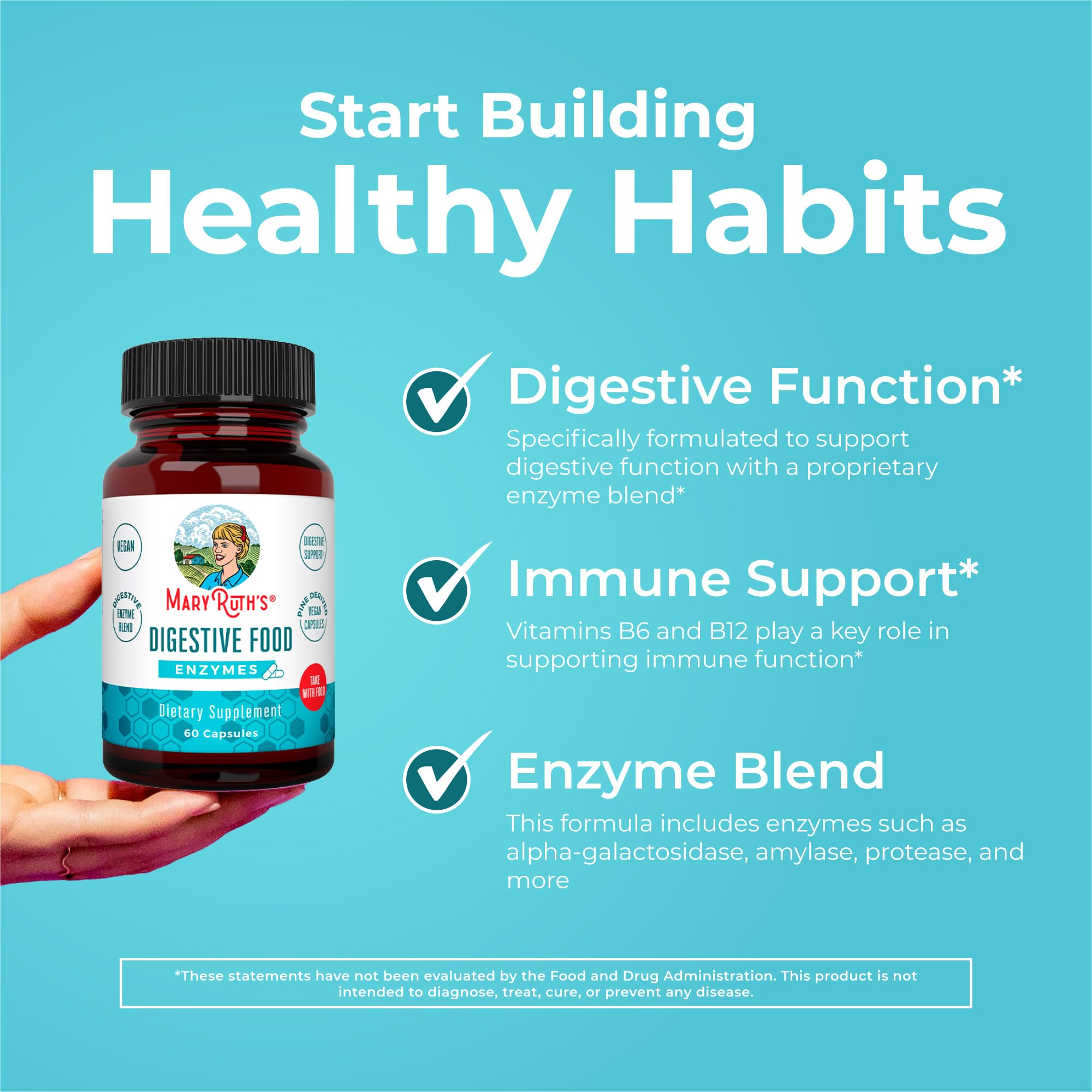 MaryRuth Organics Digestive Enzymes | Up to 2 Month Supply | Vegan Digestive Health Aid and Gut Health Enzyme Complex | Over 12 Enzymes | Vitamins B6 & B12 MARYRUTH'S buy supplements canada
