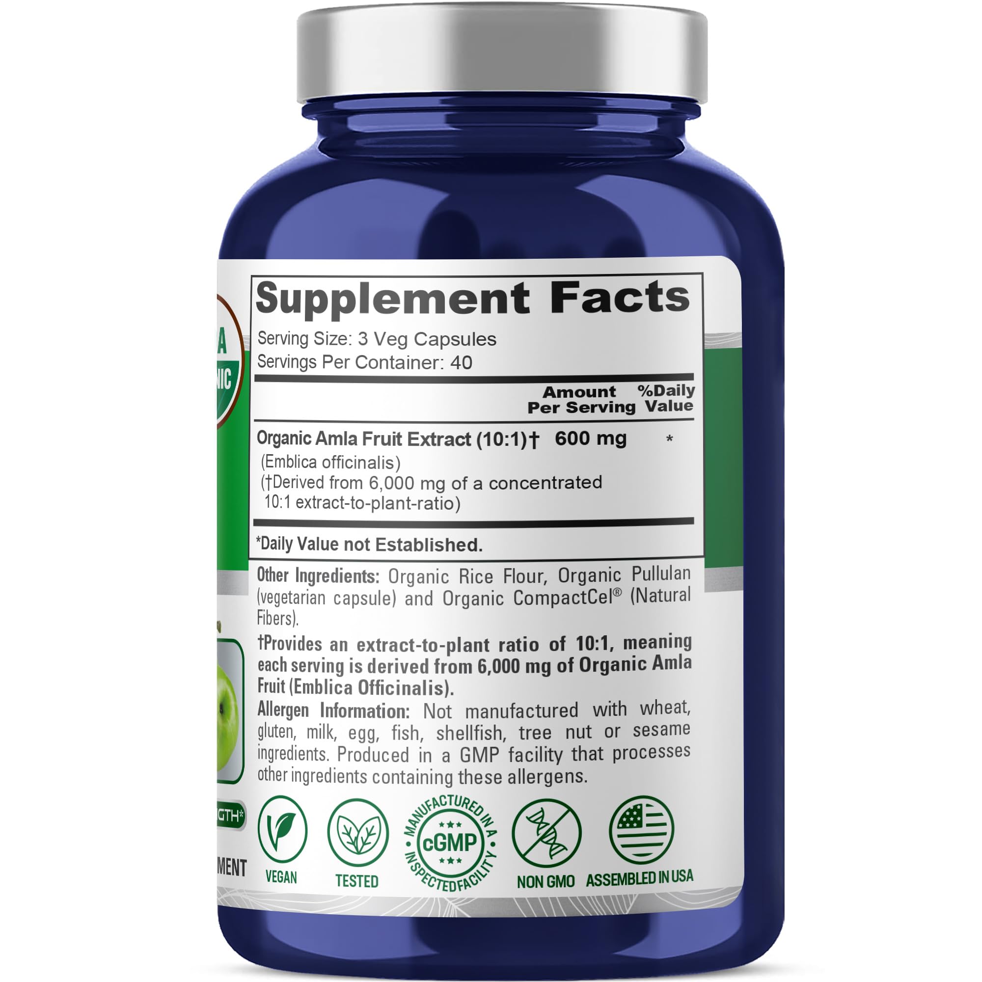 NusaPure Organic Amla Capsules 10:1 Extract, 600 mg Equivalent to 6,000mg | 120 Count | Amalaki Fruit | USDA, Vegan, Non-GMO Supplement NusaPure buy supplements canada