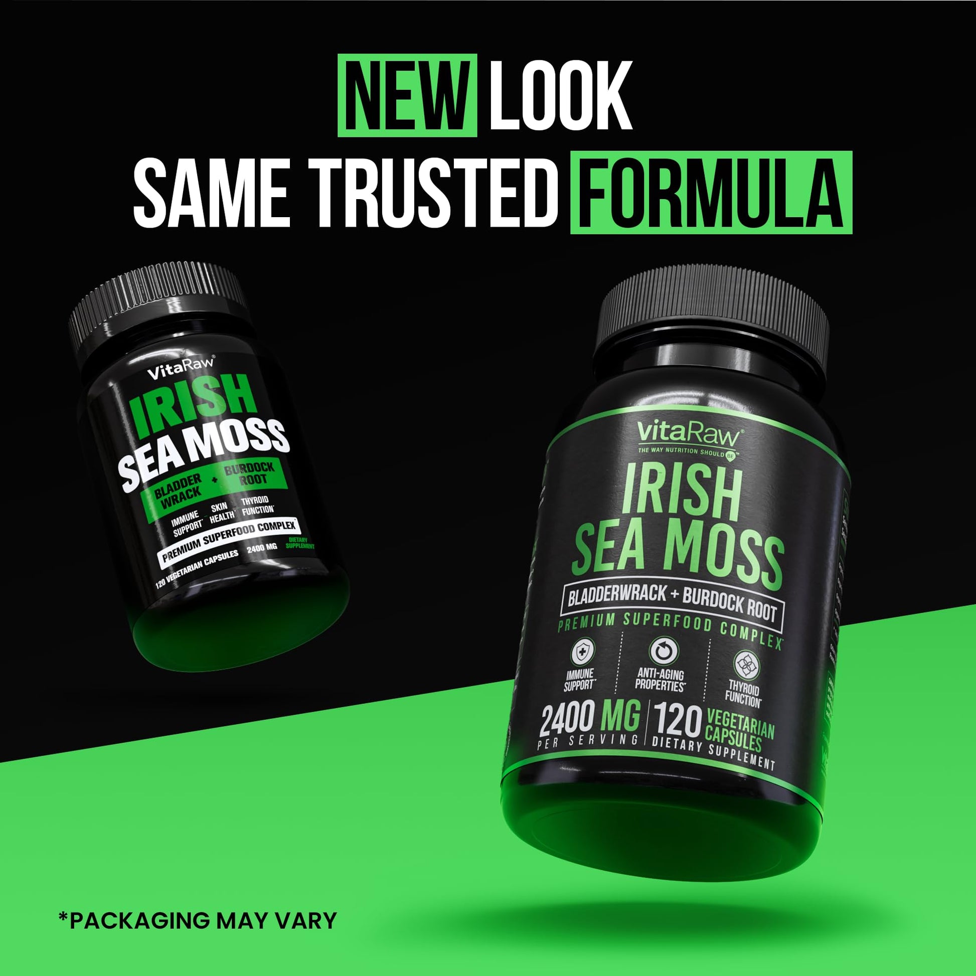 VitaRaw Organic Irish Sea Moss Capsules 2400 mg - Burdock Root and Bladderwrack Powder Real Seamoss Pills for Immune Support, Joint and Gut Health Help - Raw Sea Moss Advanced Herbal Supplement VitaRaw buy supplements canada