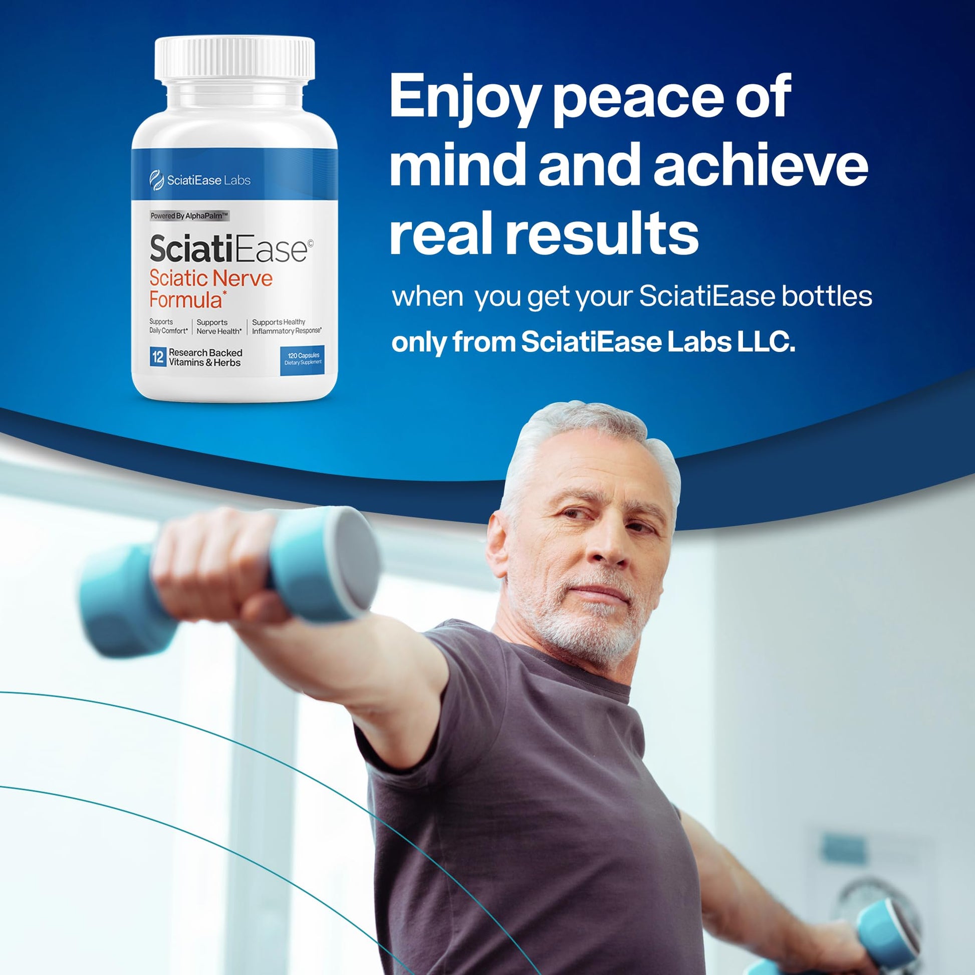 SciatiEase Sciatic Nerve Health Support Supplement - Nerve Support Formula with AlphaPalm, Pea, Vitamin B Complex, Alpha Lipoic Acid 300mg - 120 Capsules SciatiEase buy supplements canada