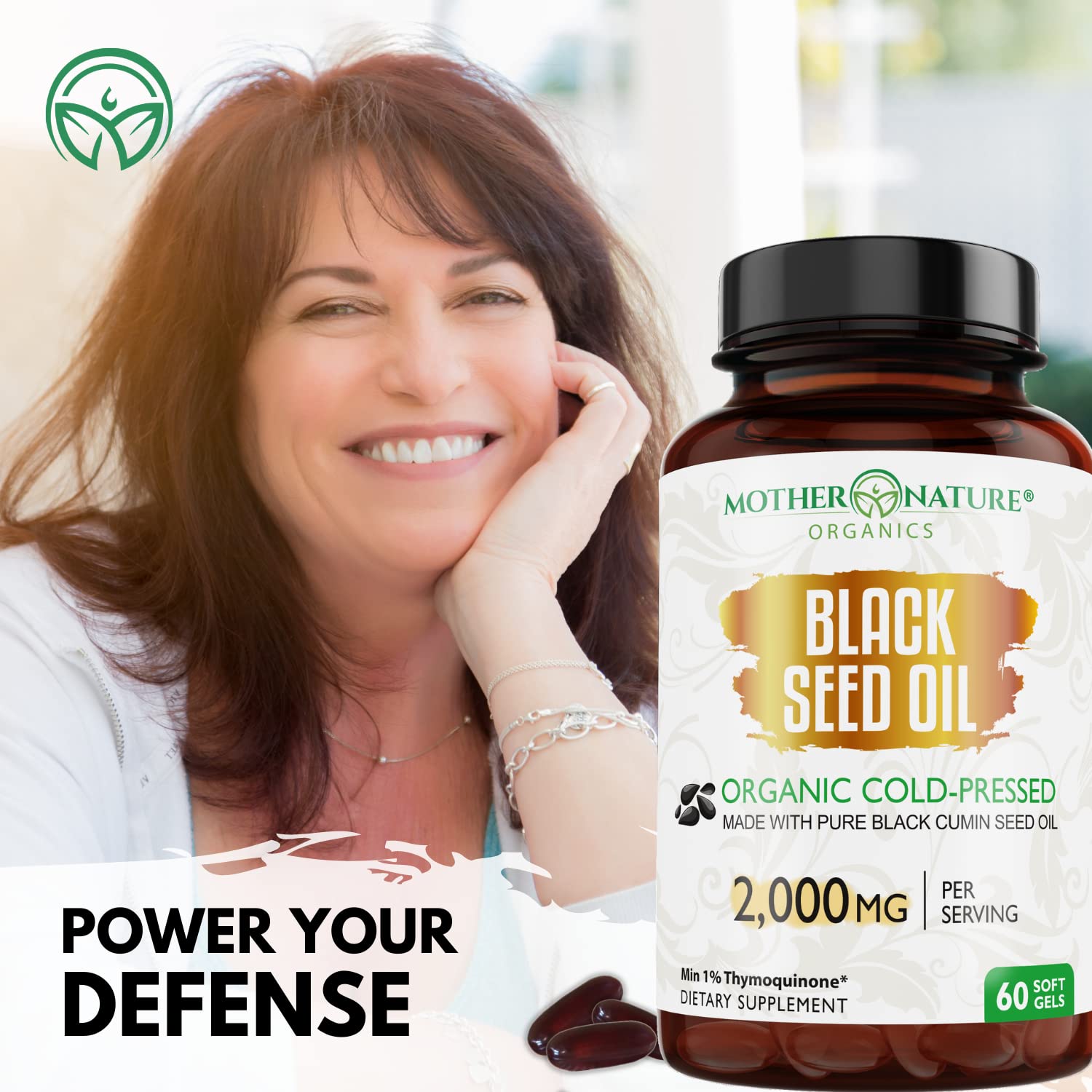 Organic Black Seed Oil 2000mg - 60 Softgel Capsules (Non-GMO) Premium Cold-Pressed Mother Nature Organics Superfoods for Organic Living buy supplements canada