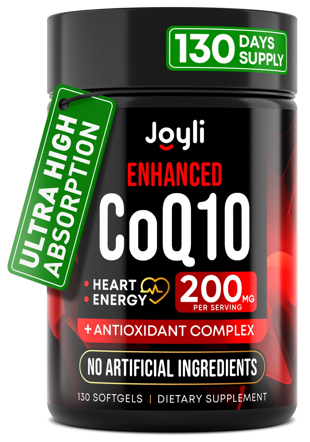 High Absorption CoQ10 200MG - Co Q10, 200mg Softgels for Heart Health & Energy Production - Enhanced Co Q 10 Supplement with Antioxidants and Flaxseed Oil - CoQ10 200 mg Per Serving JOYLI Nutrition buy supplements canada