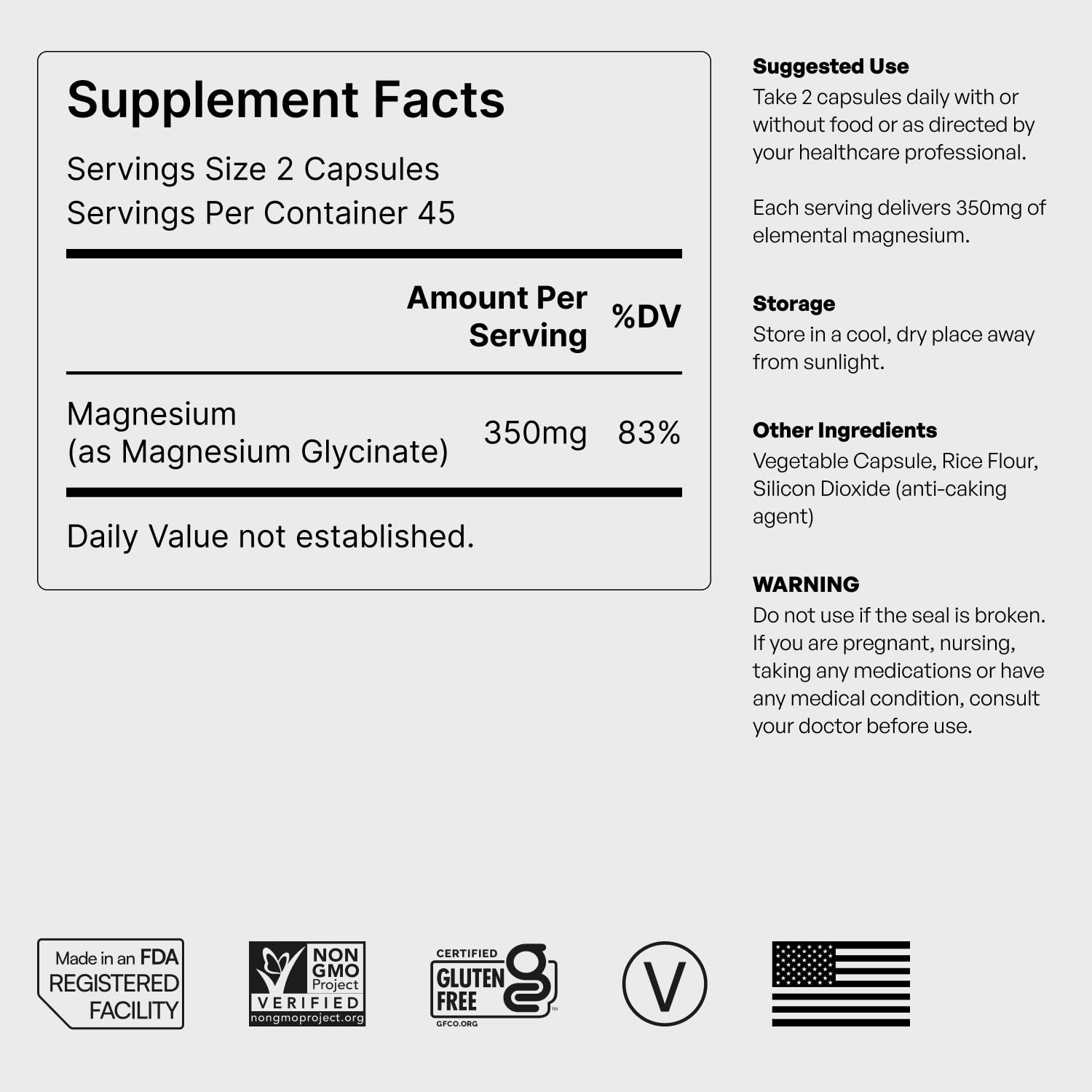 Pure Magnesium Glycinate - Magnesium for Sleep, Stress, Muscle & Nerve Support - High-Absorption, Non-GMO, Vegan - 90 Capsules (350mg) Helm Nutrition buy supplements canada