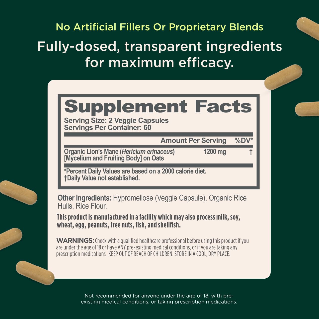 The Genius Brand Genius Lion's Mane - Plant-Based Supplement for Memory, Focus & Mood Support - Organic & Non-GMO - 120 Veggie Capsules The Genius Brand buy supplements canada