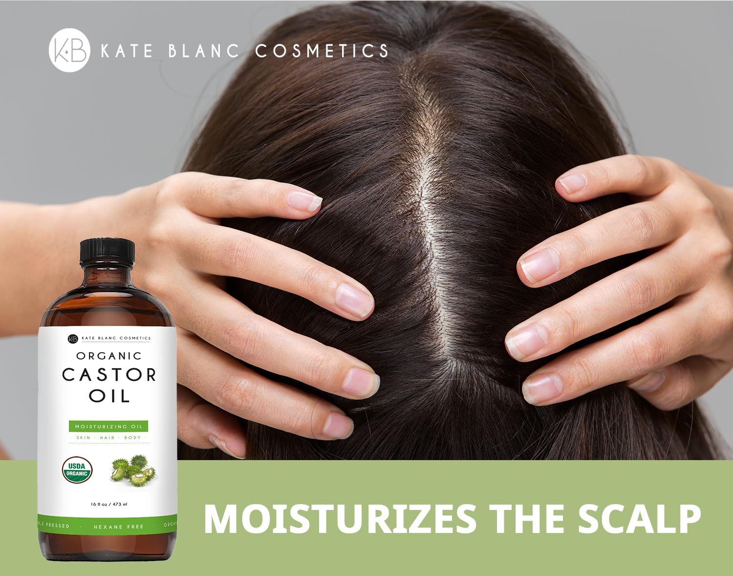 Kate Blanc Cosmetics Castor Oil Organic for Hair Growth & Body (16oz). 100% Pure Cold-Pressed Kate Blanc Cosmetics buy supplements canada