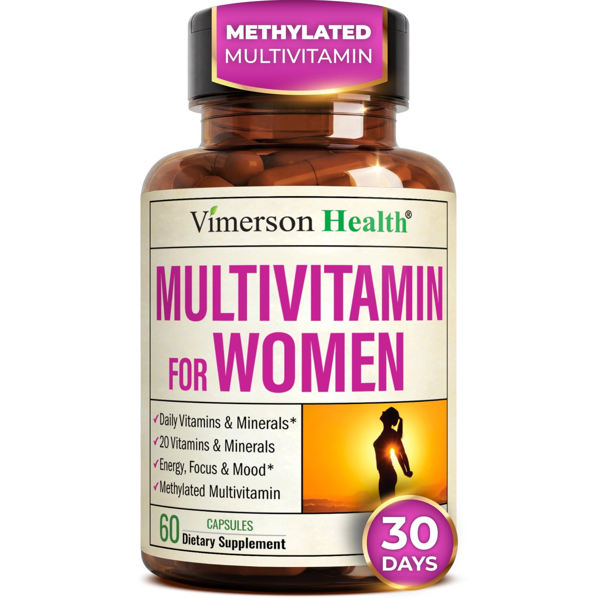 Methylated Multivitamin for Women w/Bioavailable Vitamins, Chelated Minerals, Vitamin D, B12, C, A & Zinc for Energy, Focus and Immune Health Vimerson Health buy supplements canada