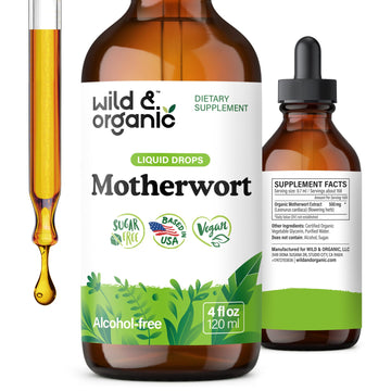 Wild & Organic Motherwort Tincture - Good Mood, Calmness, Overall Support - Supplements for Women with Motherwort Herb - Vegan, Sugar & Alcohol-Free Extract Drops - 4 fl oz Wild & Organic buy supplements canada