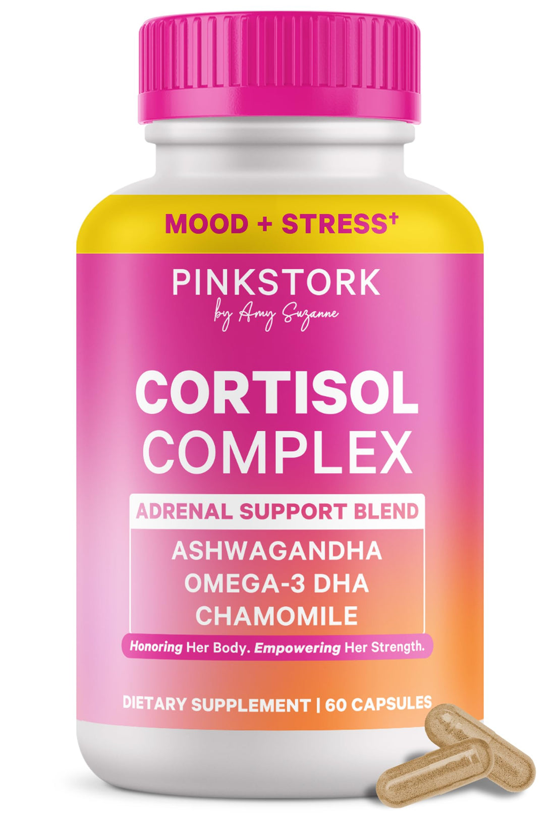 Pink Stork Cortisol Supplements for Women - Adaptogenic Adrenal Support & Hormone Balance with Organic Ashwagandha, Omega 3 DHA, Saffron, Multivitamins - Mood Support - 60 Count Pink Stork buy supplements canada