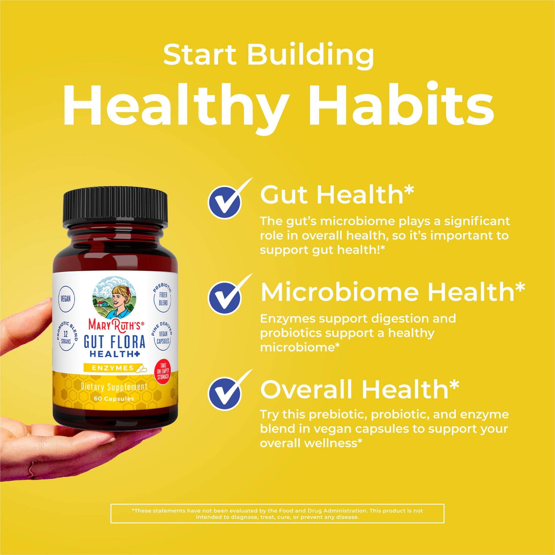 MaryRuth Organics Gut Flora Health+ Enzymes | Up to 2 Month Supply | Prebiotic Probiotic Digestive Enzymes Blend for Healthy Gut Biome & Digestive Support | Gastrointestinal Health | 60 Capsules MARYRUTH'S buy supplements canada