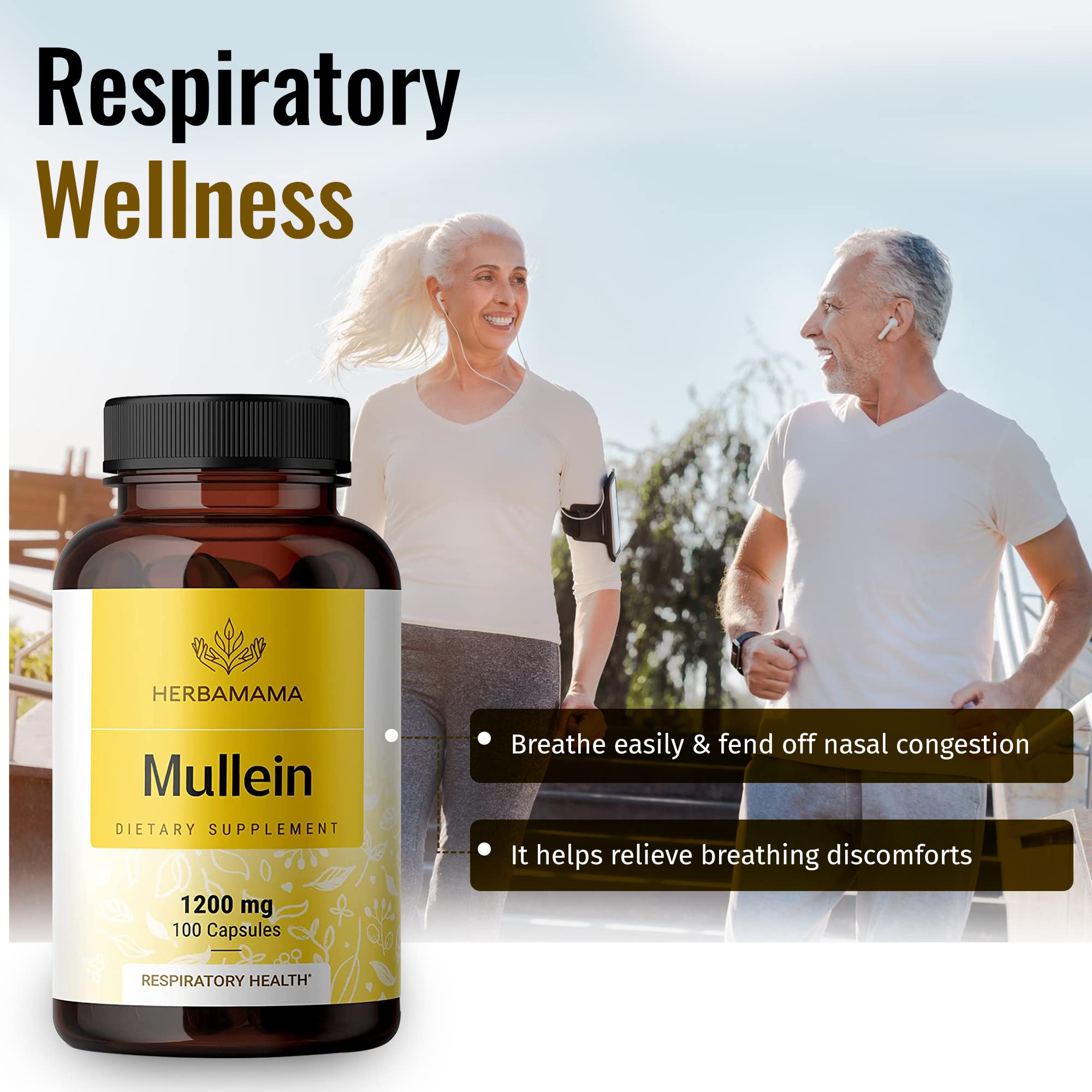 HERBAMAMA Mullein Leaf Capsules Respiratory Health - Organic Mullein Leaf Extract HERBAMAMA buy supplements canada