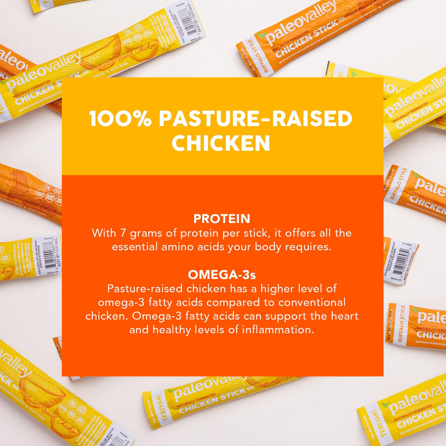 Paleovalley Pasture-Raised Chicken Sticks – 10 Pack – 7g Protein per Stick – Keto-Friendly, Paleo, Gluten-Free, Nitrate-Free – On-the-Go Snack (10 Pack, Buffalo) Paleovalley buy supplements canada