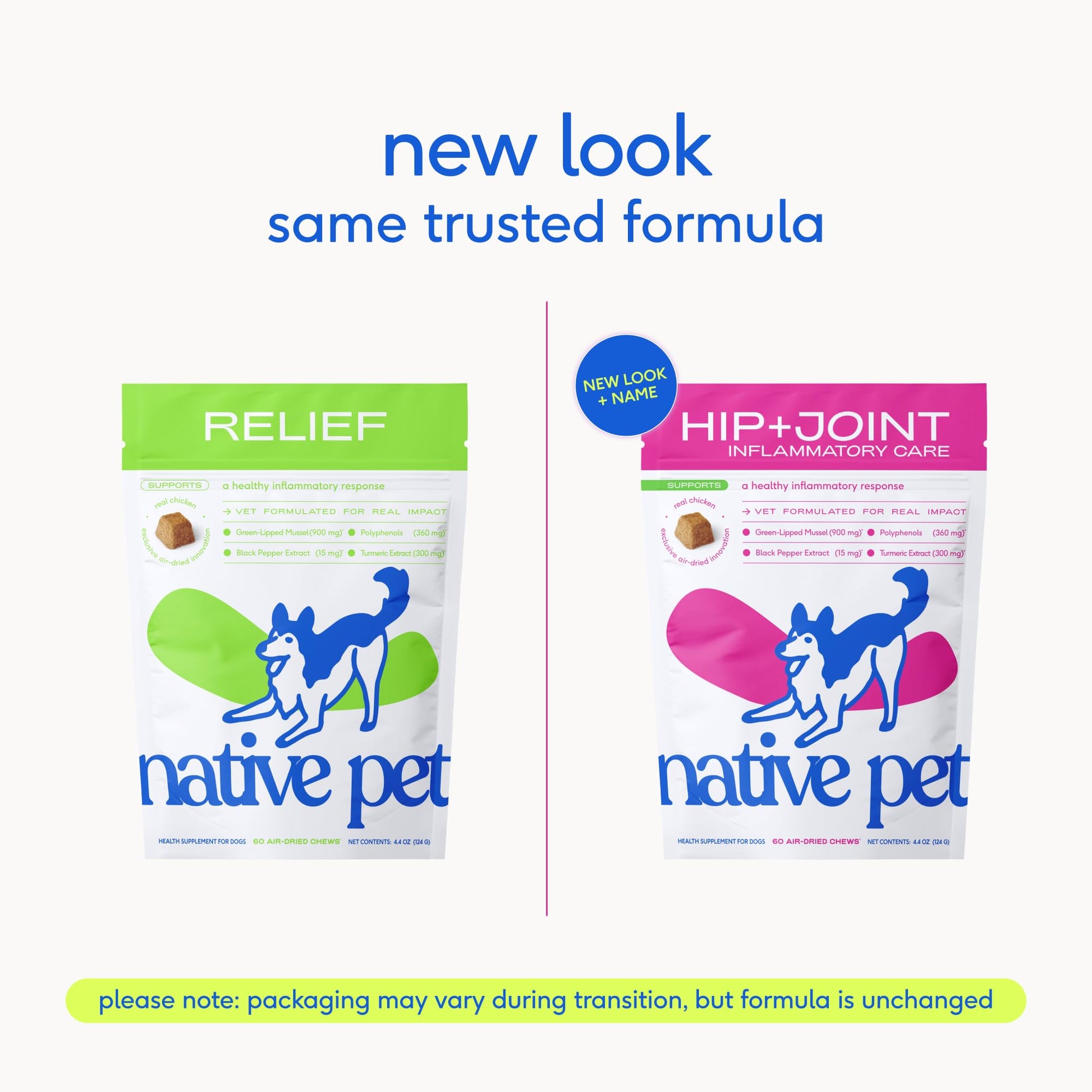 Native Pet Inflammatory Care - Pain Relief for Dogs - Green-Lipped Mussel, Turmeric & Collagen for Dogs - Hip and Joint Supplement Supports Healthy Inflammatory Response & Joint Comfort - 60 Chews Native Pet buy supplements canada