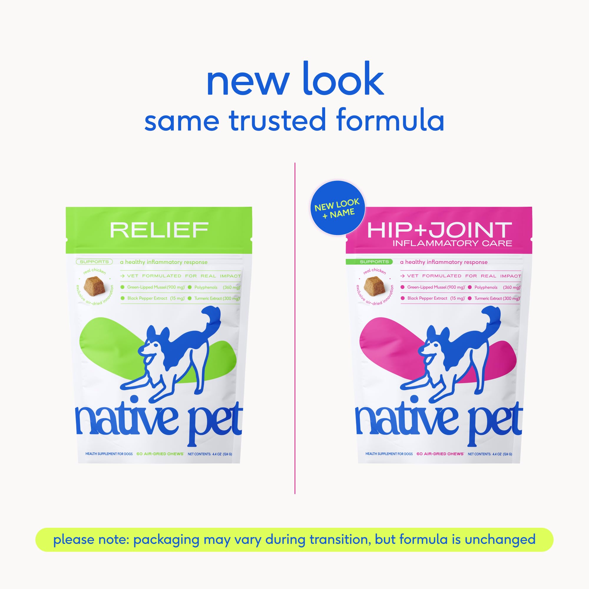 Native Pet Inflammatory Care - Pain Relief for Dogs - Green-Lipped Mussel, Turmeric & Collagen for Dogs - Hip and Joint Supplement Supports Healthy Inflammatory Response & Joint Comfort - 60 Chews Native Pet buy supplements canada