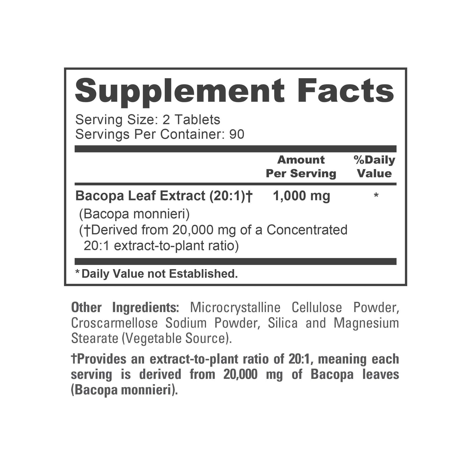 NusaPure Bacopa Leaf Monnieri Extract 20,000 mg 180 Tablets (Extract 20:1, Non-GMO, Gluten Free & Vegan) NusaPure buy supplements canada