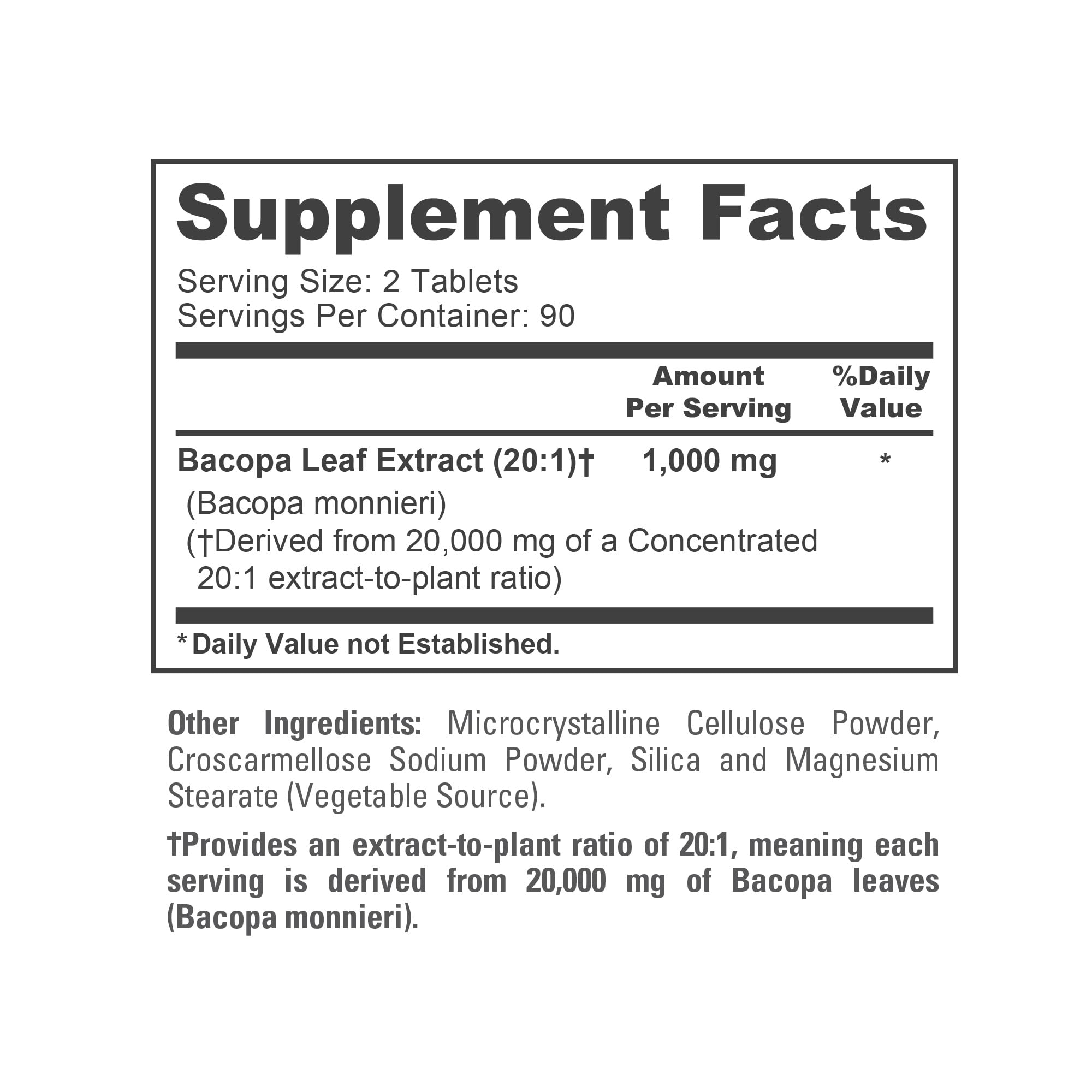 NusaPure Bacopa Leaf Monnieri Extract 20,000 mg 180 Tablets (Extract 20:1, Non-GMO, Gluten Free & Vegan) NusaPure buy supplements canada