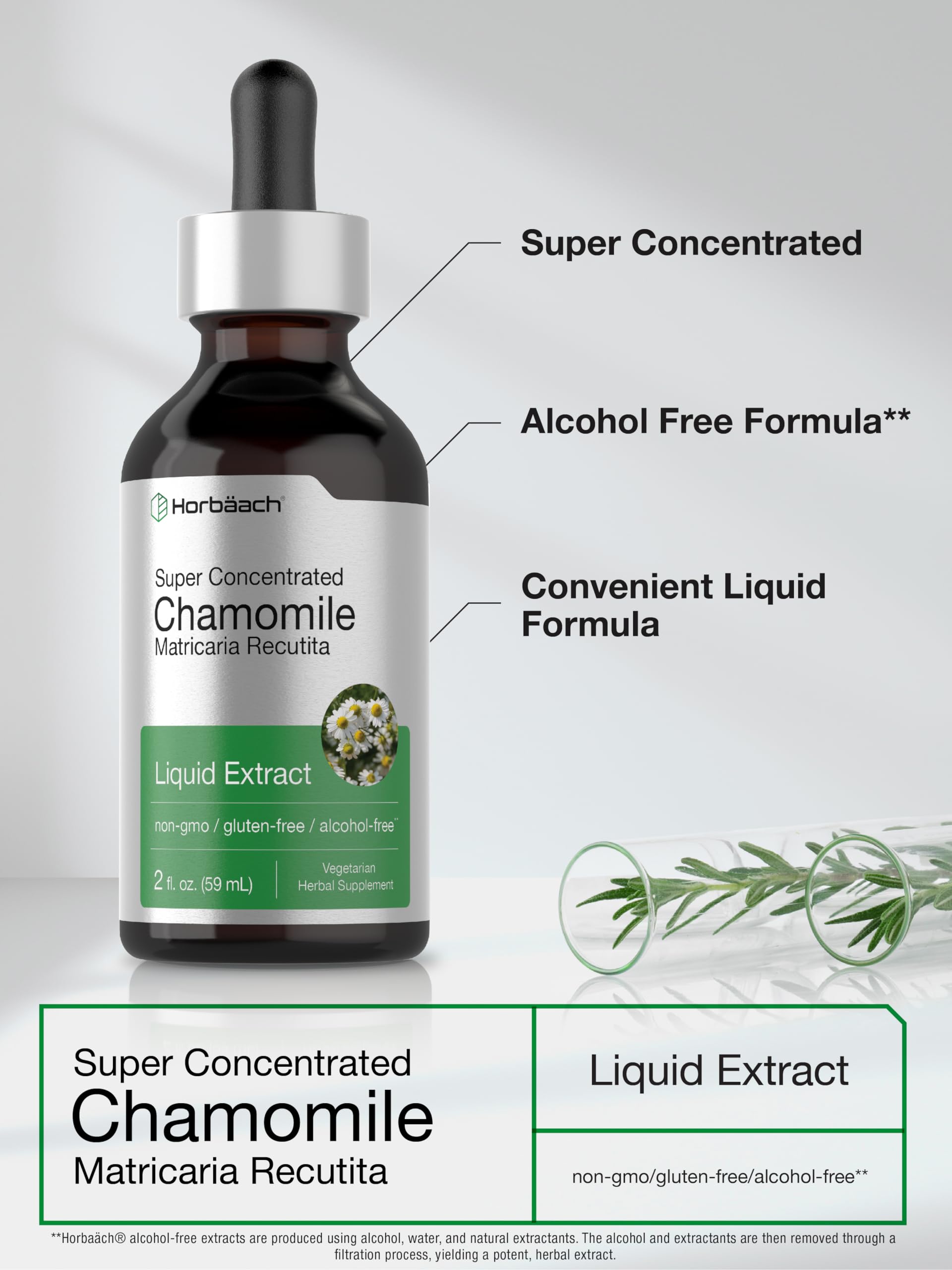 Chamomile Extract Liquid | 2 fl oz | Alcohol Free Supplement | Vegetarian, Non-GMO Horbäach buy supplements canada