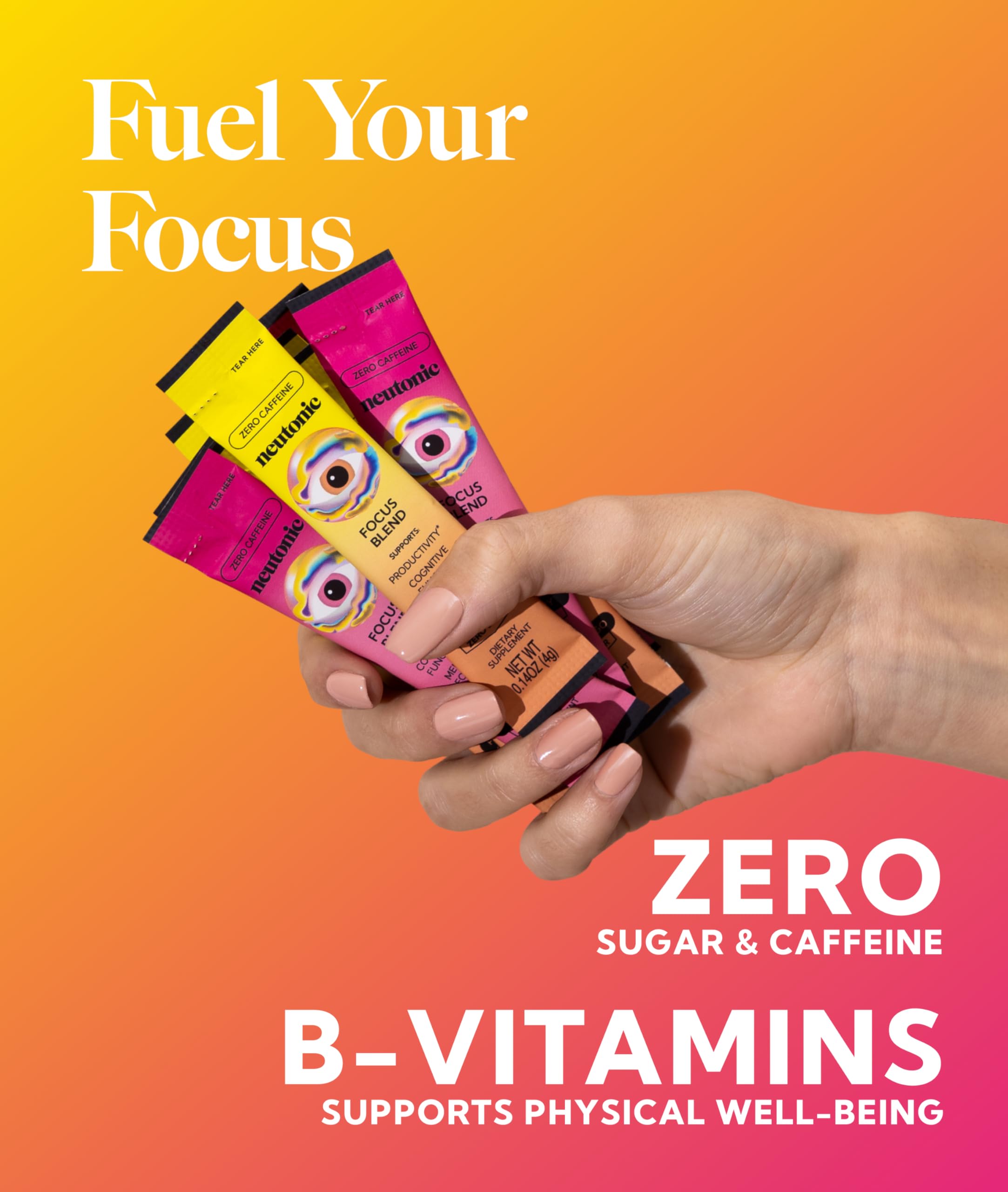 Neutonic Nootropic Focus Blend Powder | Peach Mango & Wild Berry 4 Sticks | Caffeine Free, Zero Sugar | Support Memory, Mental Clarity, Cognitive Function | Boost Focus, Energy, Brain Health Neutonic buy supplements canada