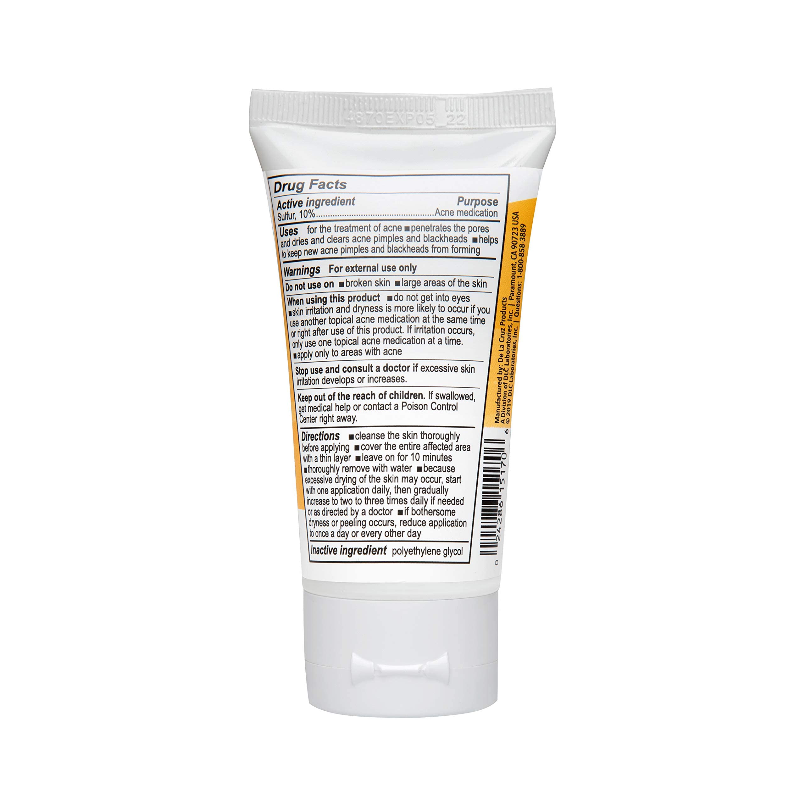 De La Cruz Sulfur Ointment - Cystic Acne Treatment for Face and Body - Daily 10 Min Spot Treatment Mask - Safe and Effective Game Changing Hormonal Acne De La Cruz buy supplements canada