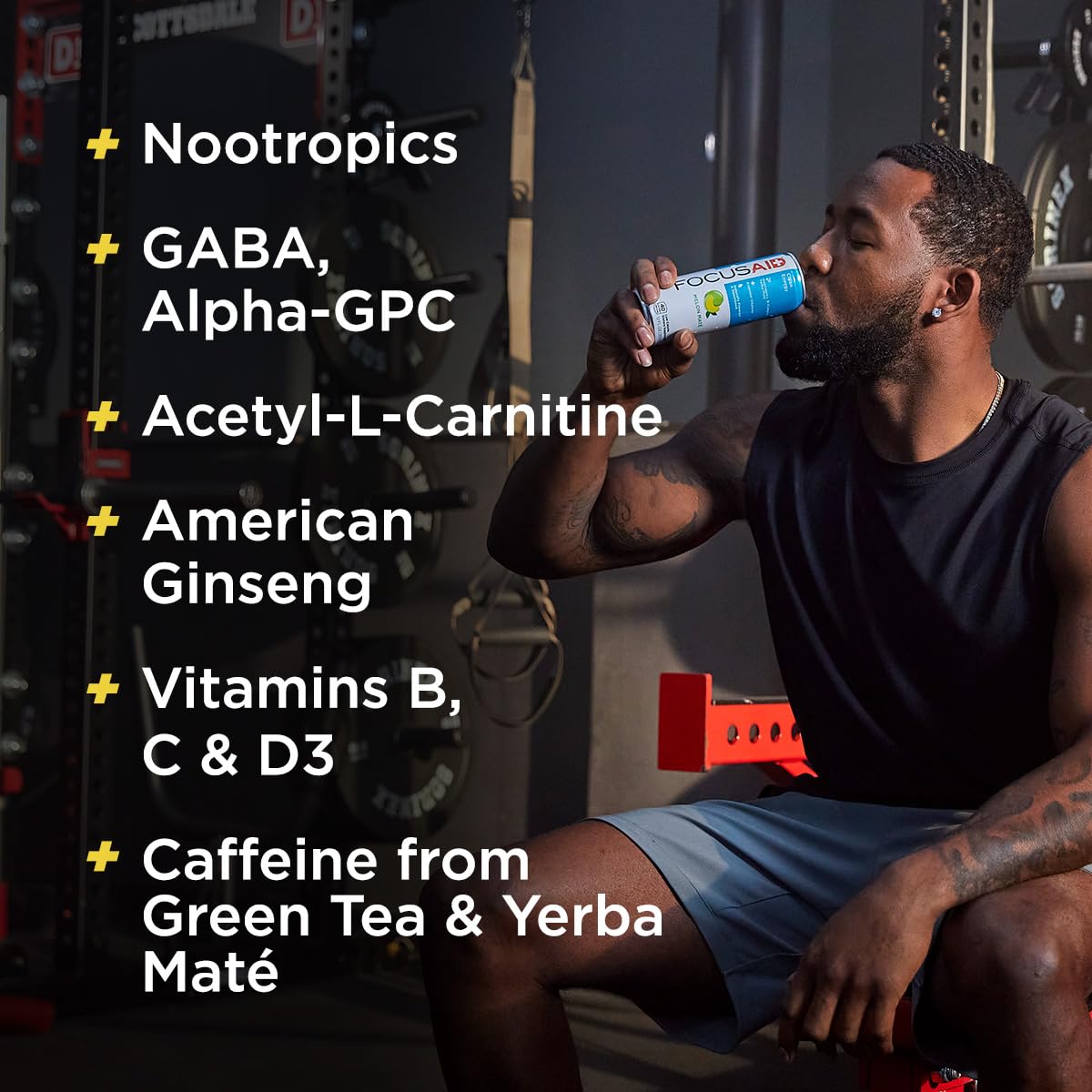 FOCUSAID Energy Blend, Brain Boosting Nootropics Drink, Alpha-GPC, GABA, B-Complex, Yerba Mate, Green Tea, 100% Clean, 100mg Natural Caffeine, 12-oz. can, 12 Pack LIFEAID buy supplements canada