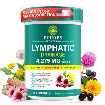 Lymphatic Drainage Supplements, 4275mg Lymph System Support Supplement for Women & Men, Daily Wellness Support, 21-in-1 Herbal Blend with Echinacea, Dandelion, Burdock, Turmeric & More, 240 Softgels Echoes of the spring buy supplements canada