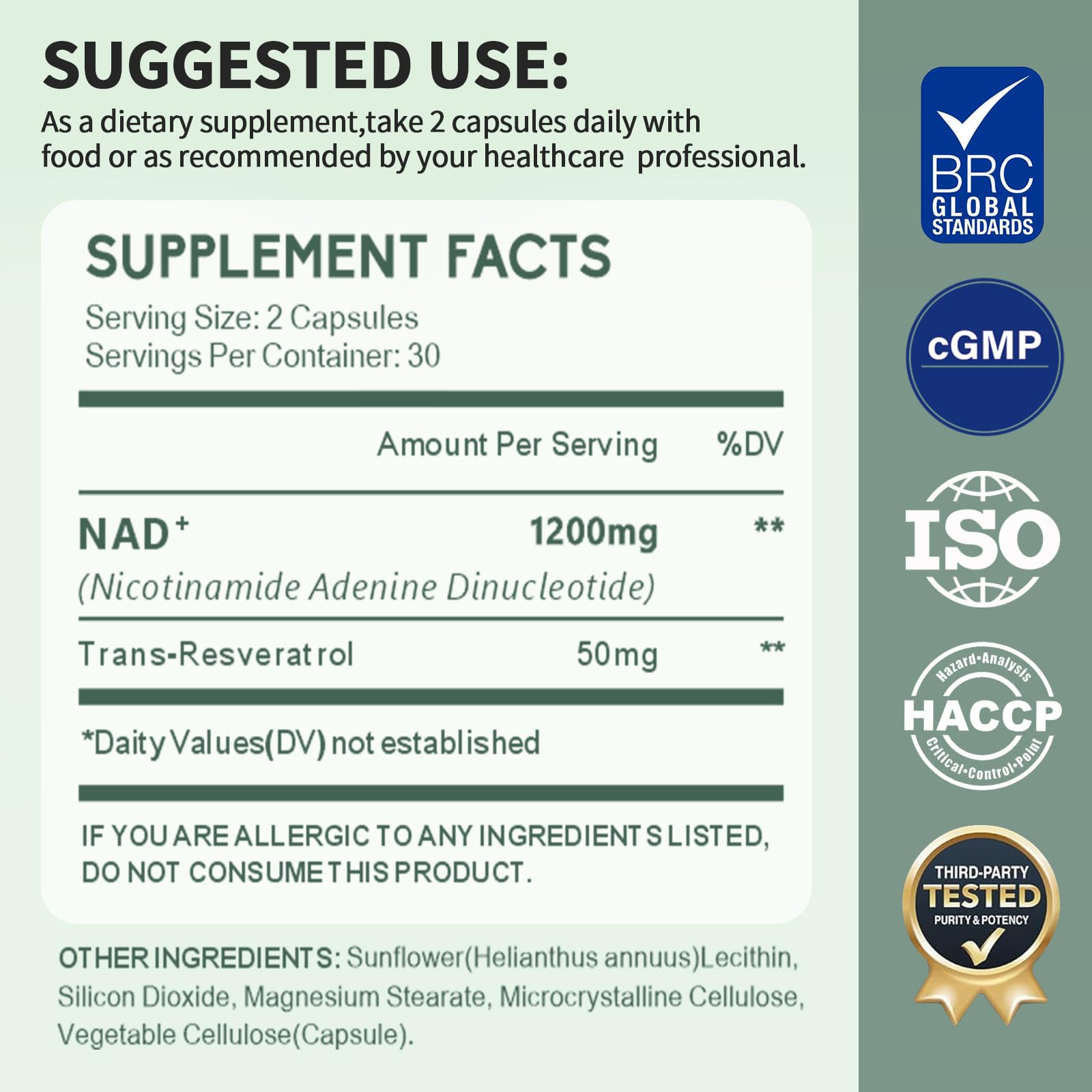YMINGKJ NAD+ Supplement with Resveratrol 1200mg – Nicotinamide Adenine Dinucleotide & Trans-Resveratrol 50mg, Anti-Aging Cellular Energy & Metabolism Support, 60 Vegetarian Capsules (30 Servings) YMINGKJ buy supplements canada