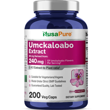 NusaPure Umckaloabo 4:1 Extract, 60 mg Equivalent to 240 mg Veggie Caps 200 Count (Non-GMO, Vegan) NusaPure buy supplements canada