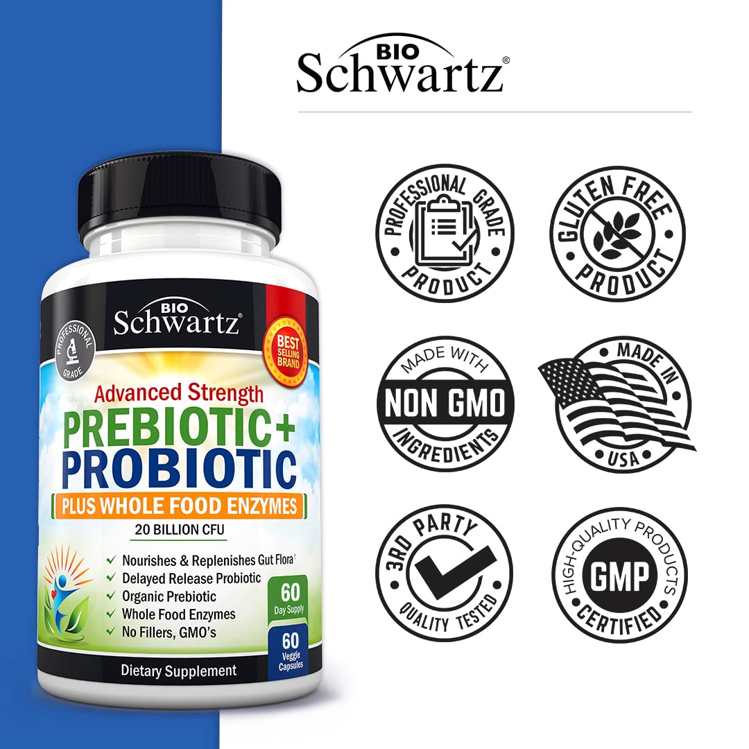 Prebiotics and Probiotic with Whole Food Enzymes for Adults Women & Men BioSchwartz buy supplements canada