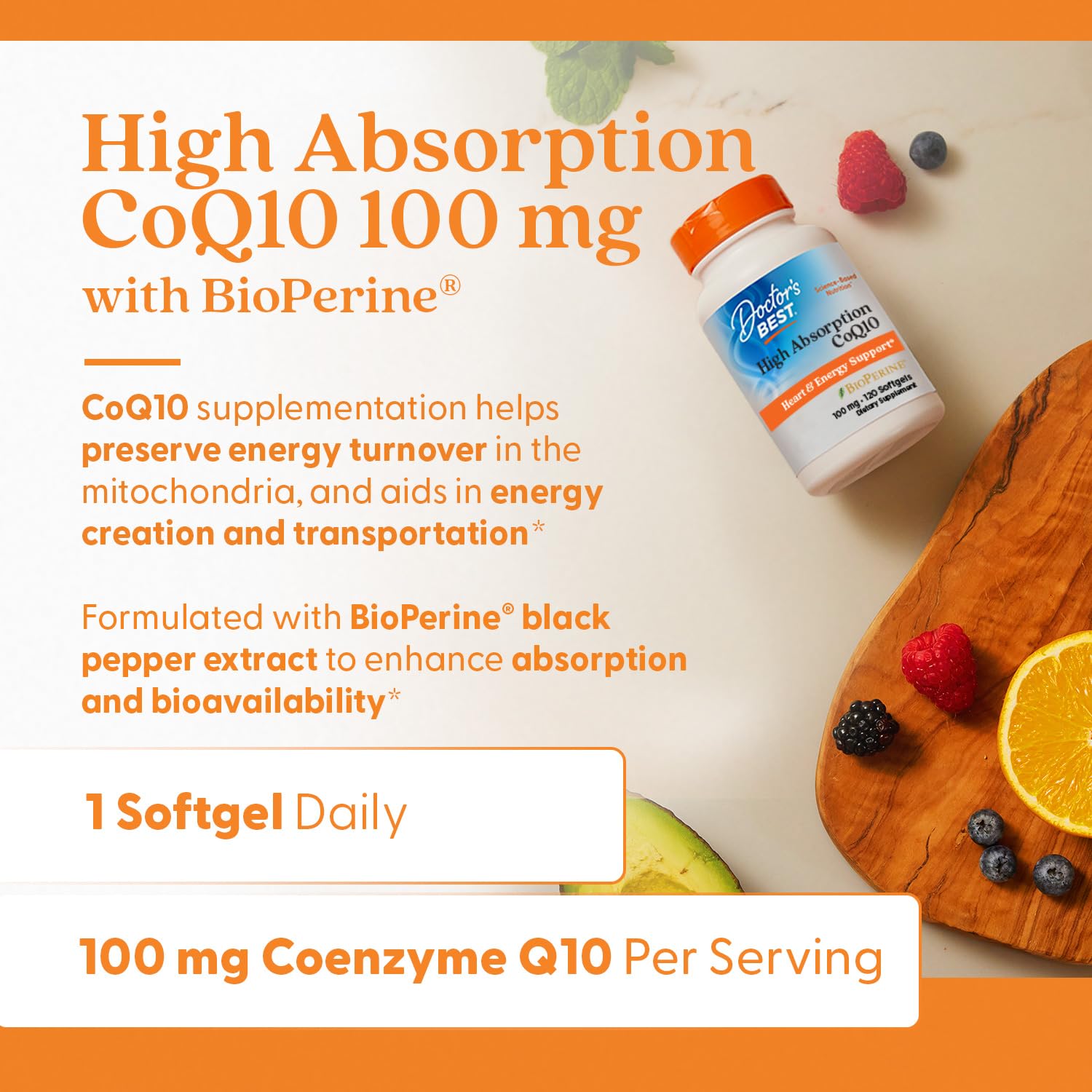 Doctor's Best High Absorption CoQ10 with BioPerine Supplement - Coenzyme Q10 Softgels for Heart Health & Antioxidant Support, Naturally Fermented CoQ10 100mg Doctor's BEST buy supplements canada