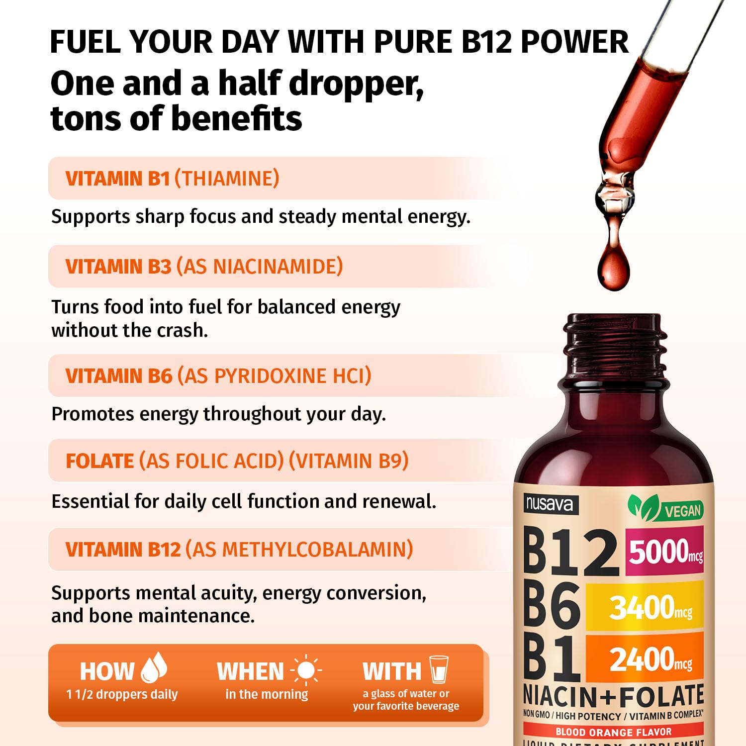 (2 Pack) Vitamin B12 and B6 Liquid Drops, B12 Sublingual Vitamin B Complex - B 12 Vitamin 5000mcg - B12 Methylcobalamin for Energy NUSAVA buy supplements canada