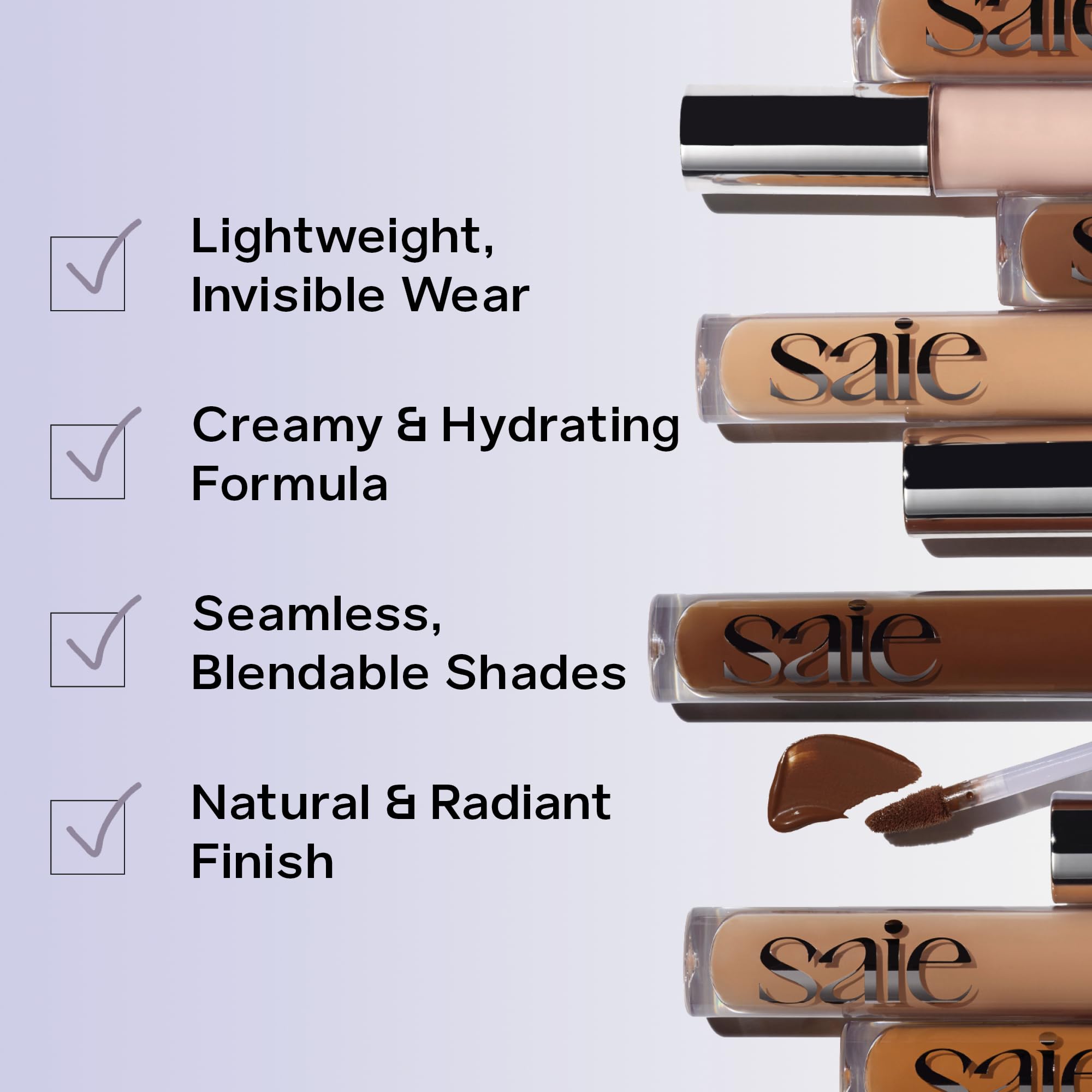 Saie Hydrabeam Under Eye Brightener - Sheer + Hydrating Concealer with Glycerin, Squalane + Cucumber Extract - Brightening Under Eye Concealer + Corrector for Even, Glowing Skin - Shade 6 (0.2 oz) Saie buy supplements canada