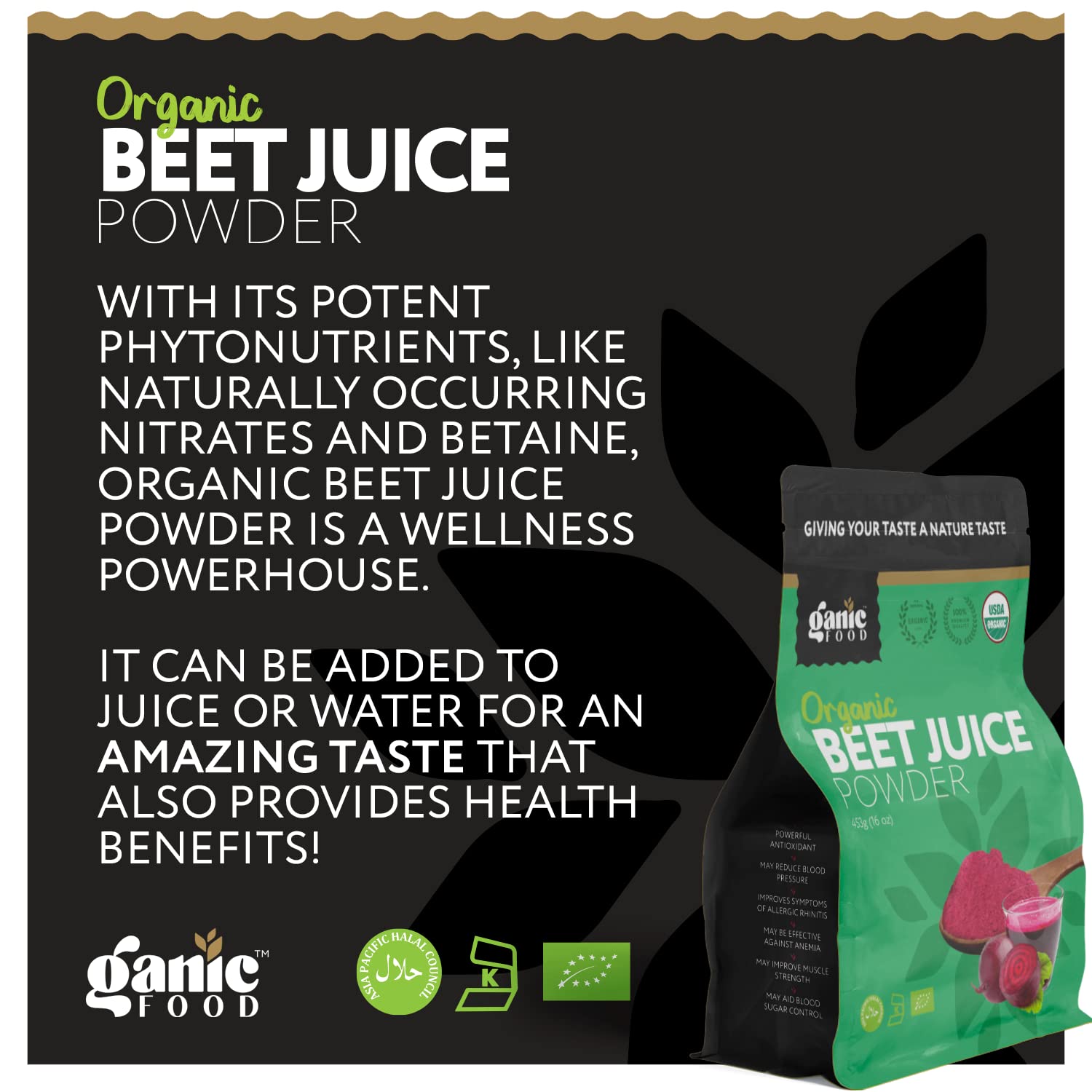 Ganic Food Organic Beet Root Juice Powder, 16 Ounces Ganic Food buy supplements canada