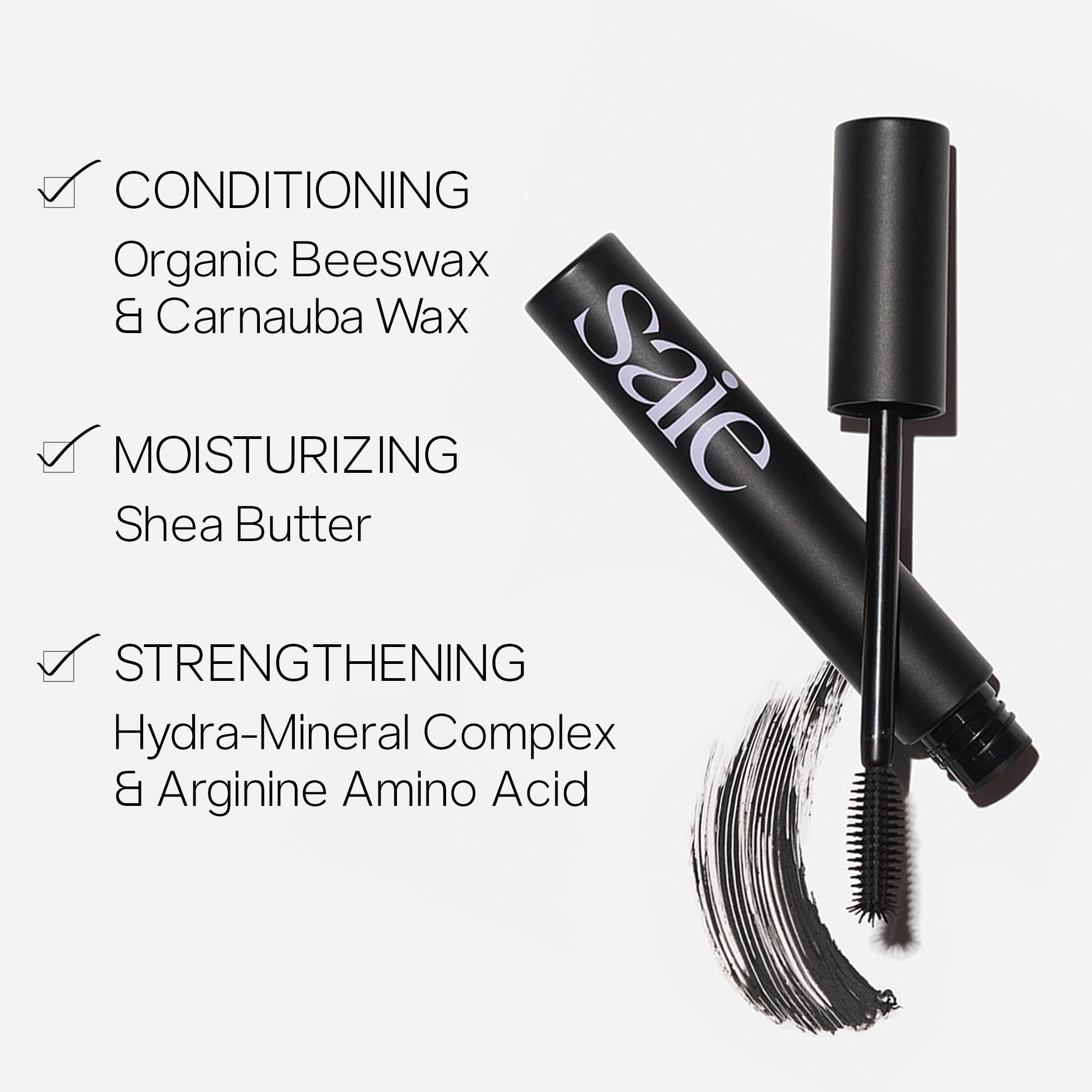 Saie Mascara 101 - Lash Lengthening Mascara for Thick, Bold, Lifted Lashes - Buildable Eye Makeup Formulated to Strengthen and Condition with Rich Nutrients - Black (0.31 oz) Saie buy supplements canada