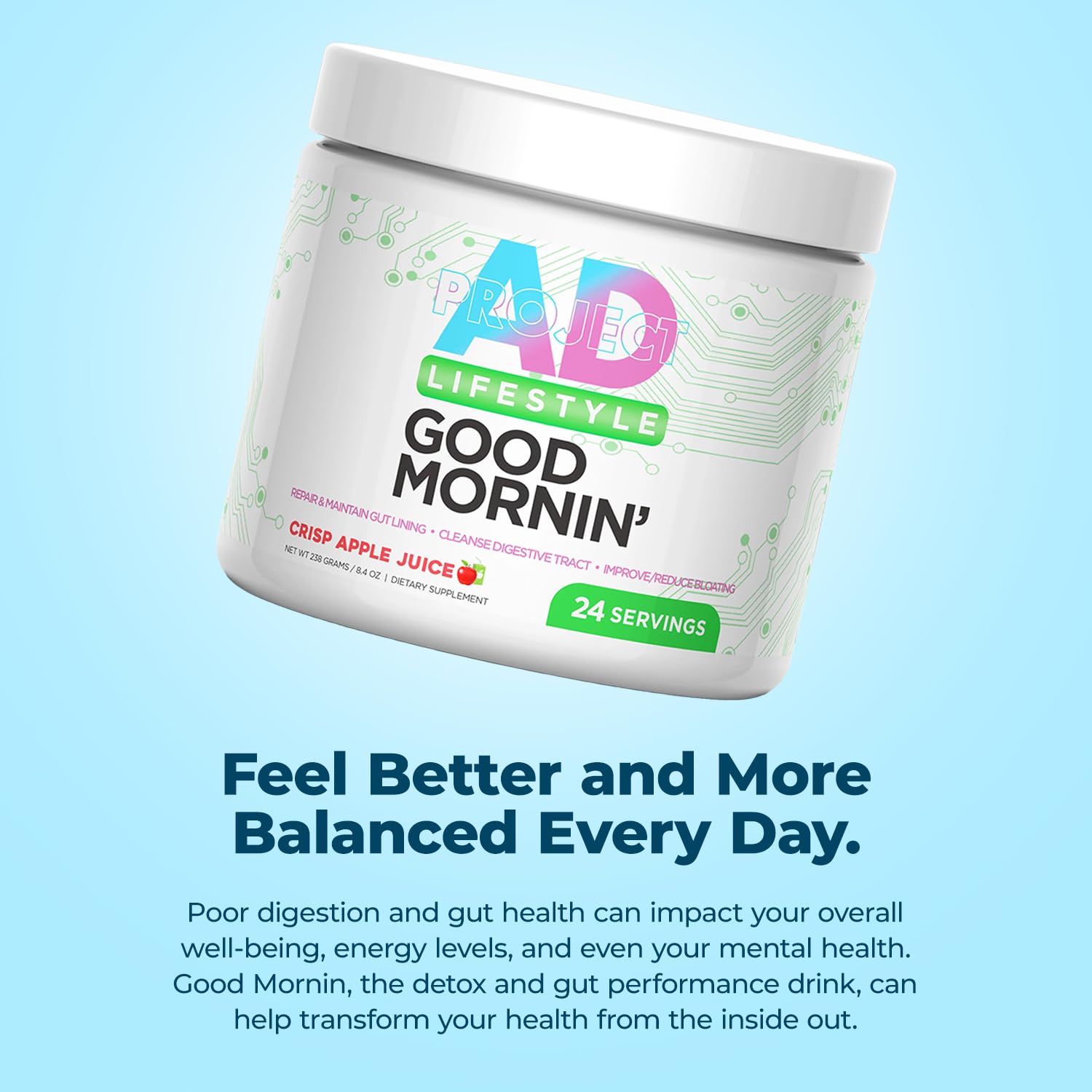 Project AD Life Good Morning Detox and Performance Drink, Naturally Flavored and Formulated with L-GLutamine, Apple Cider Vinegar, and Aloe Vera (24 Servings, Summer Fruits) PROJECT AD LLC buy supplements canada
