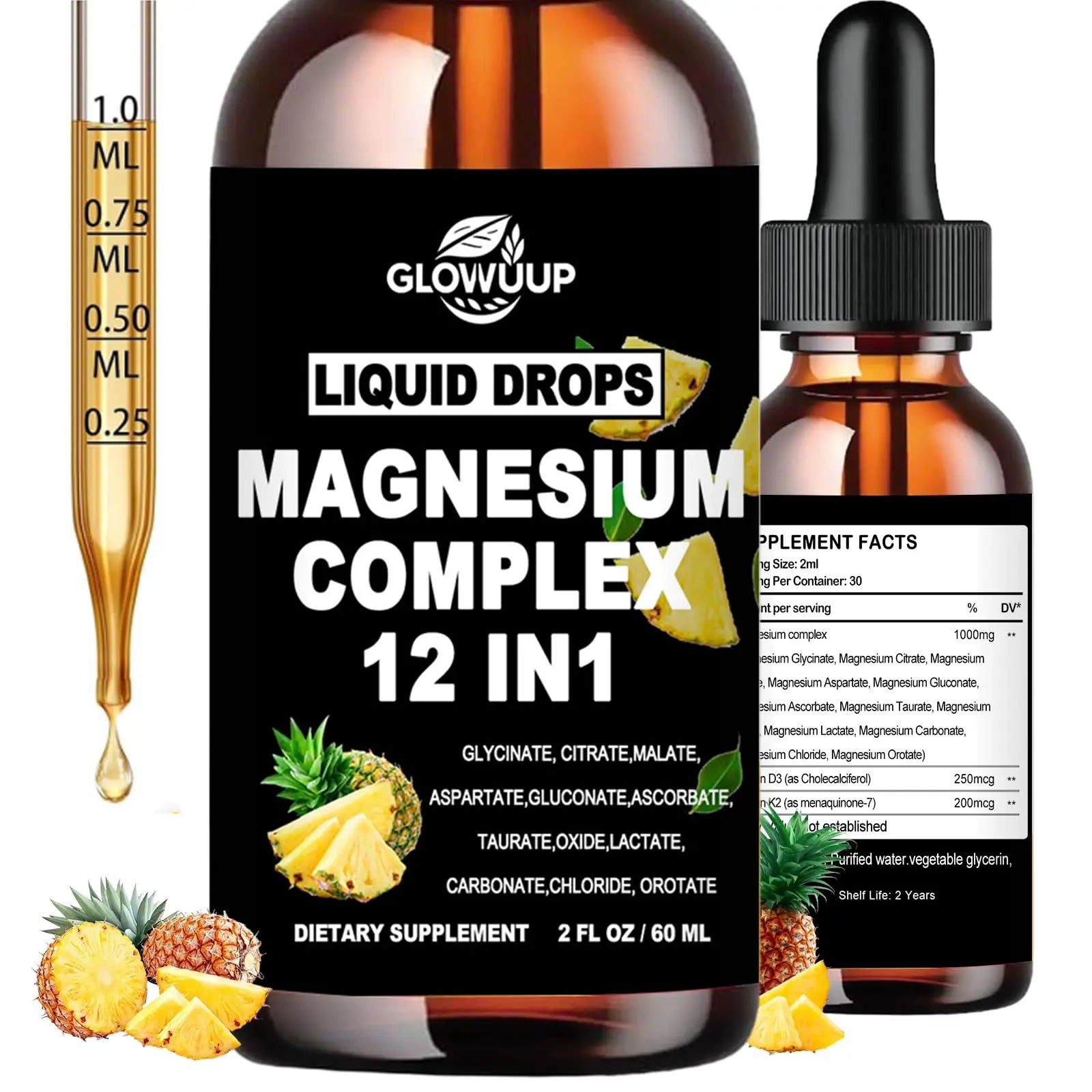 Magnesium 12 in 1 Complex 1000mg Supplement for Women & Men, High Absorption Liquid Magnesium W/Glycinate Citrate Malate Taurate Oxide Aspartate Orotate, Calm Magnesium for Sleep Muscle Heart Support GLOVVUUP buy supplements canada