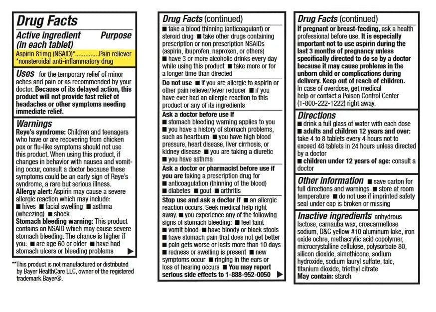 HealthA2Z® Aspirin 81 mg | Low Strength | Enteric Coated | Pain Relief | Reduces Minor Aches Muscle Pain & Cramps | Fever Reducer | Reduces Headache (300 Counts) HealthA2Z buy supplements canada