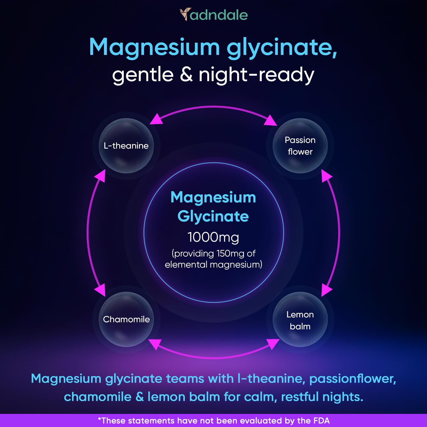 Adndale 90CT Magnesium Glycinate Gummies. Sugar Free Chews for Adults & Kids. Raspberry Flavour Adndale buy supplements canada