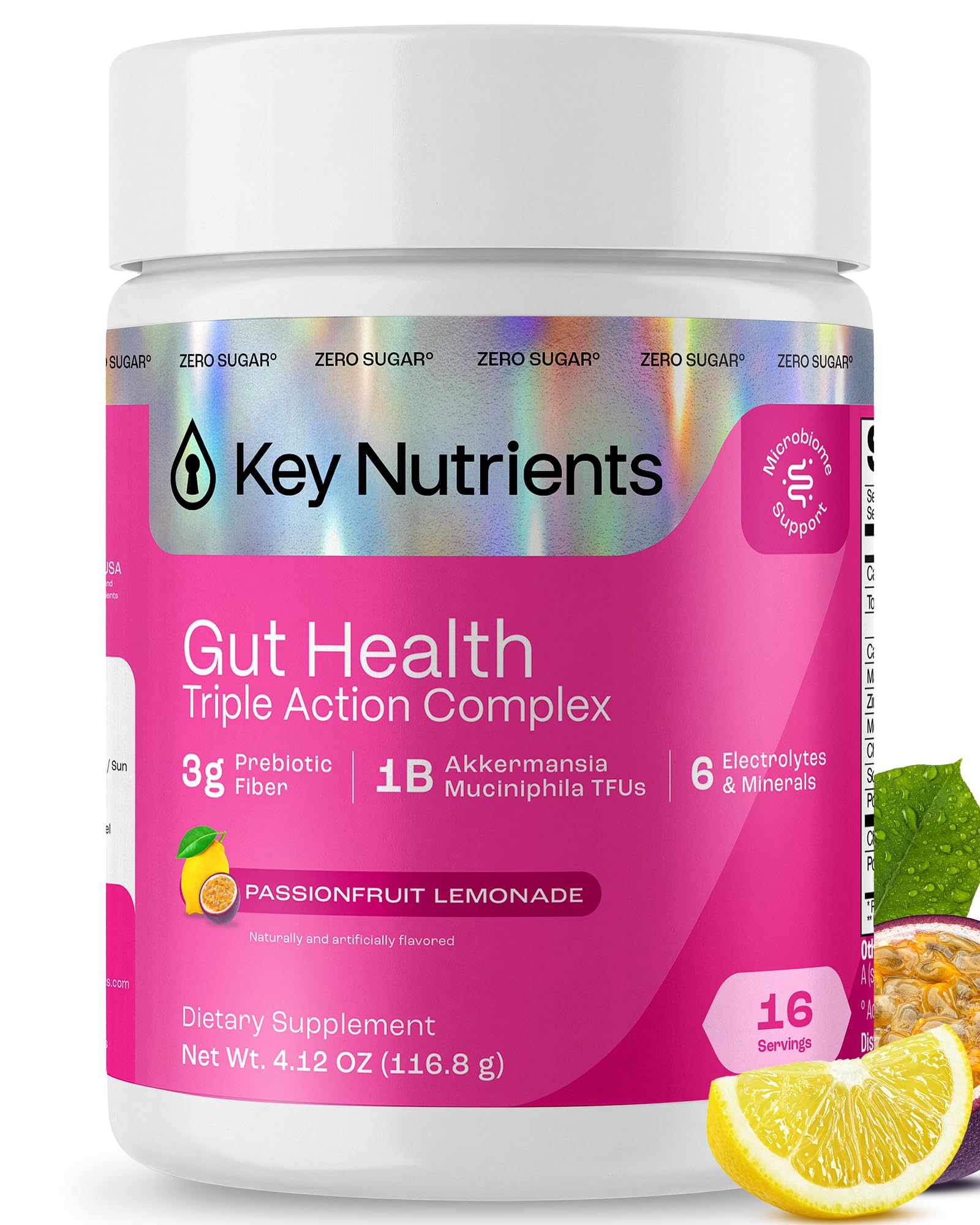 KEY NUTRIENTS Gut Health Hydration – Passionfruit Lemonade, Fiber Supplement with 3g Prebiotic Fiber & Akkermansia Probiotics for Women and Men KEY NUTRIENTS buy supplements canada