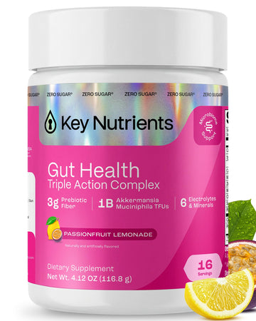 KEY NUTRIENTS Gut Health Hydration – Passionfruit Lemonade, Fiber Supplement with 3g Prebiotic Fiber & Akkermansia Probiotics for Women and Men KEY NUTRIENTS buy supplements canada