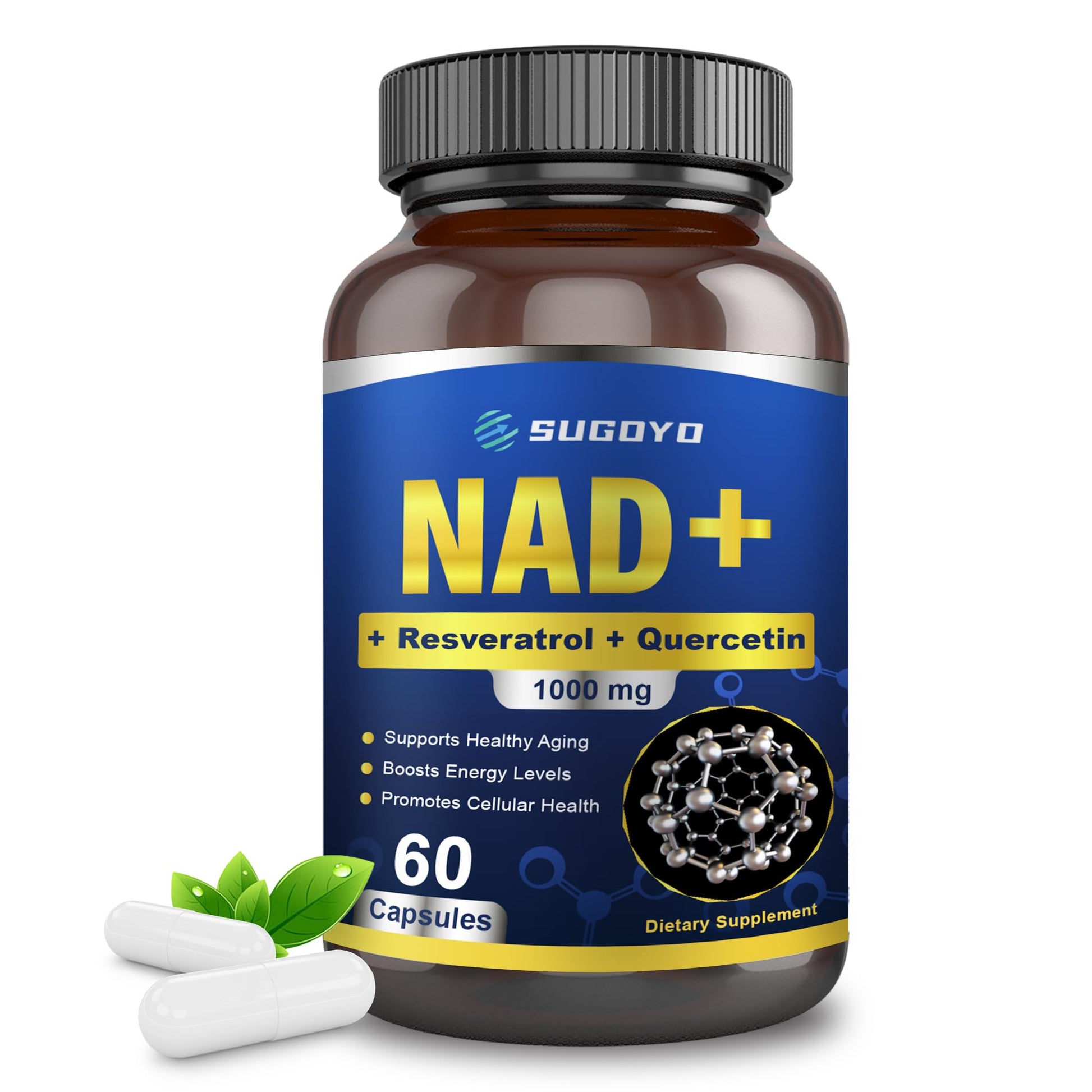 SUGOYO NAD+ Supplement 1000mg Liposomal Nicotinamide Riboside Enhanced with Resveratrol & Quercetin, Anti-Aging & Energy Boost, NMN Alternative, NAD Supplement for Women & Men (60 Count (Pack of 1)) SUGOYO buy supplements canada