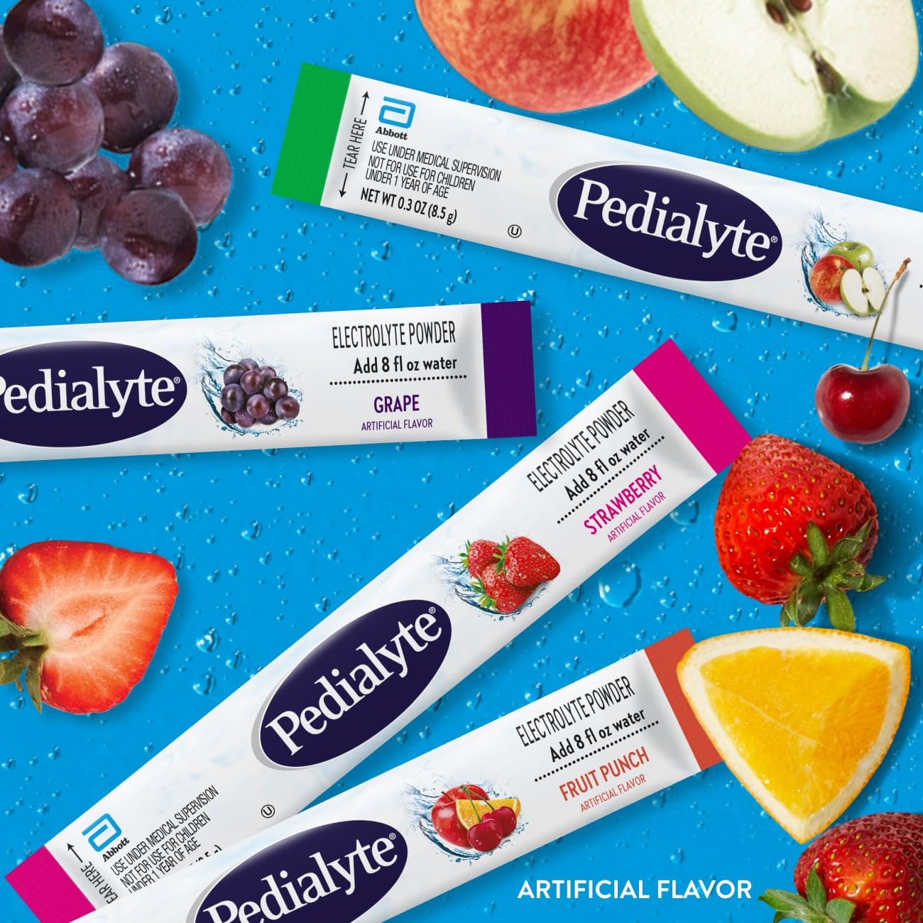 Pedialyte Electrolyte Powder, Hydration Drink for Kids & Adults, Variety Pack: Strawberry, Fruit Punch, Grape, and Apple, 24 Powder Packets Pedialyte buy supplements canada