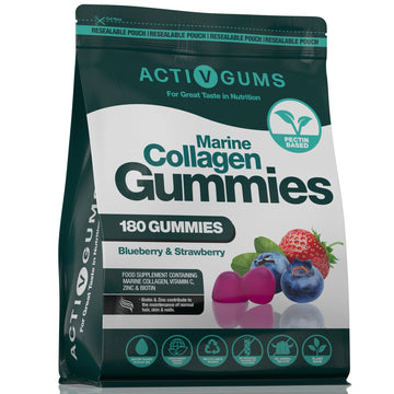 Marine Collagen Complex 180 Gummies. Strawberry & Blueberry Flavour. Resealable & Recyclable Pouch. Contains Marine Collagen, Vitamin C Activ Gums buy supplements canada